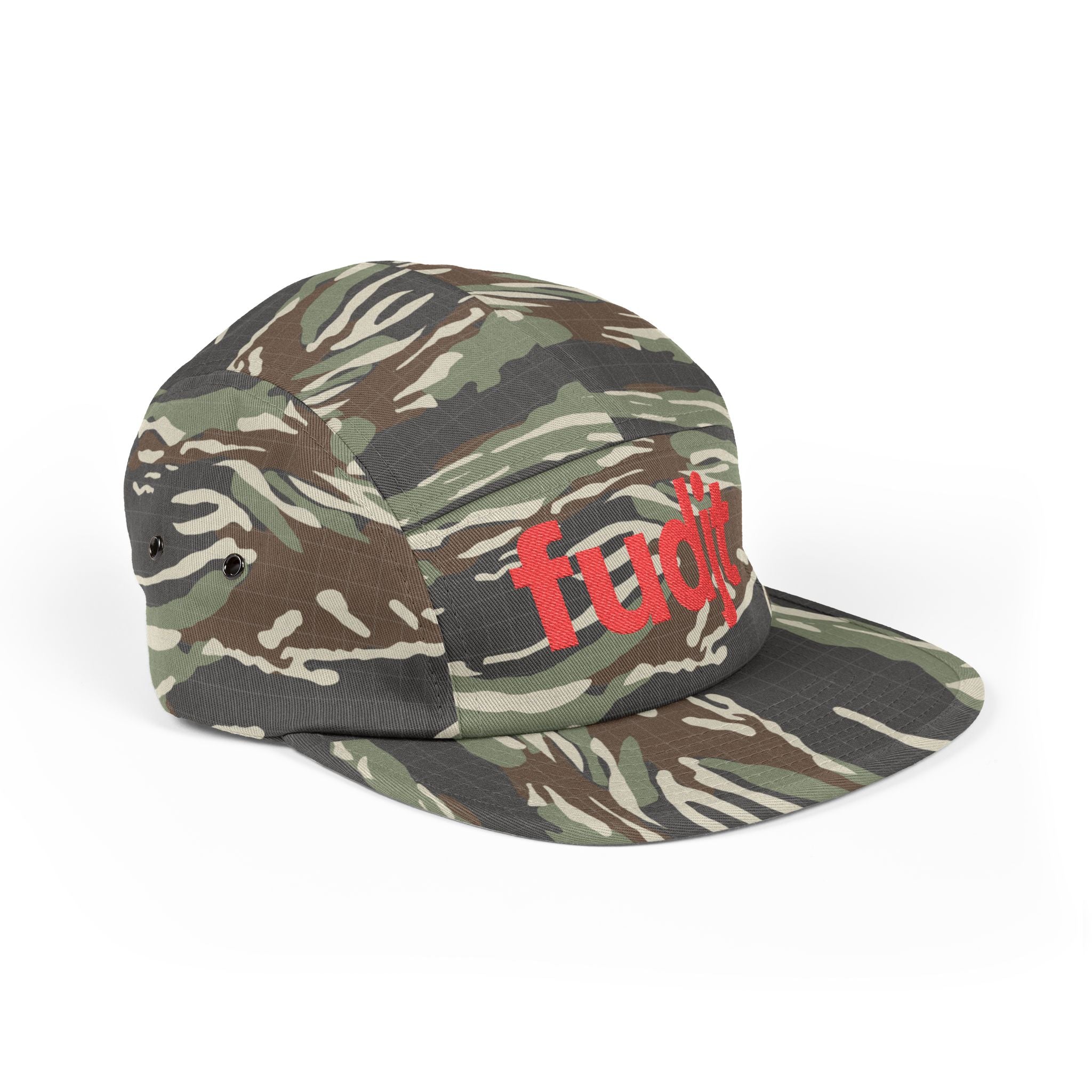 Embroidered 5 Panel Cap - Red fudjt Logo - 6 Colors