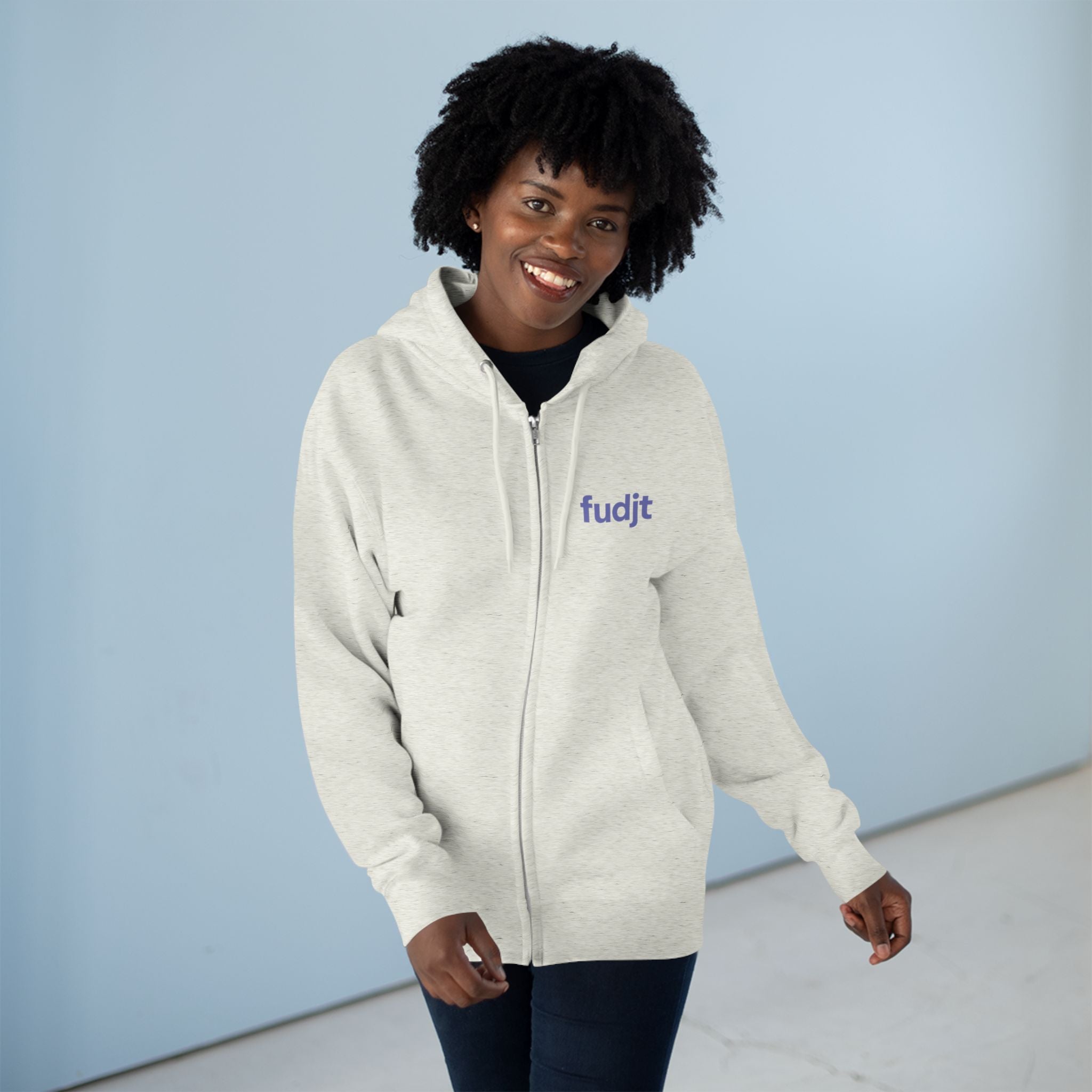 Zip Hoodie with Bigfoot Rising Backside + Light Blue fudjt on Front | 8 Colors