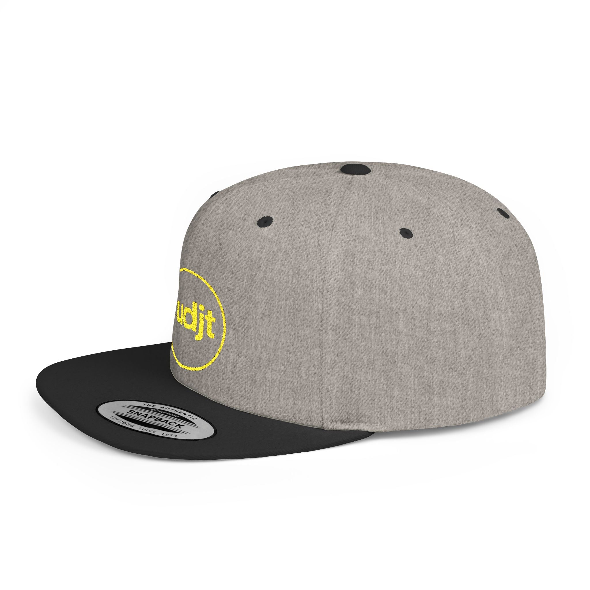 fudjt Circle Flat Bill Snapback Hat | Golden Yellow Embroidery |  14 Colors