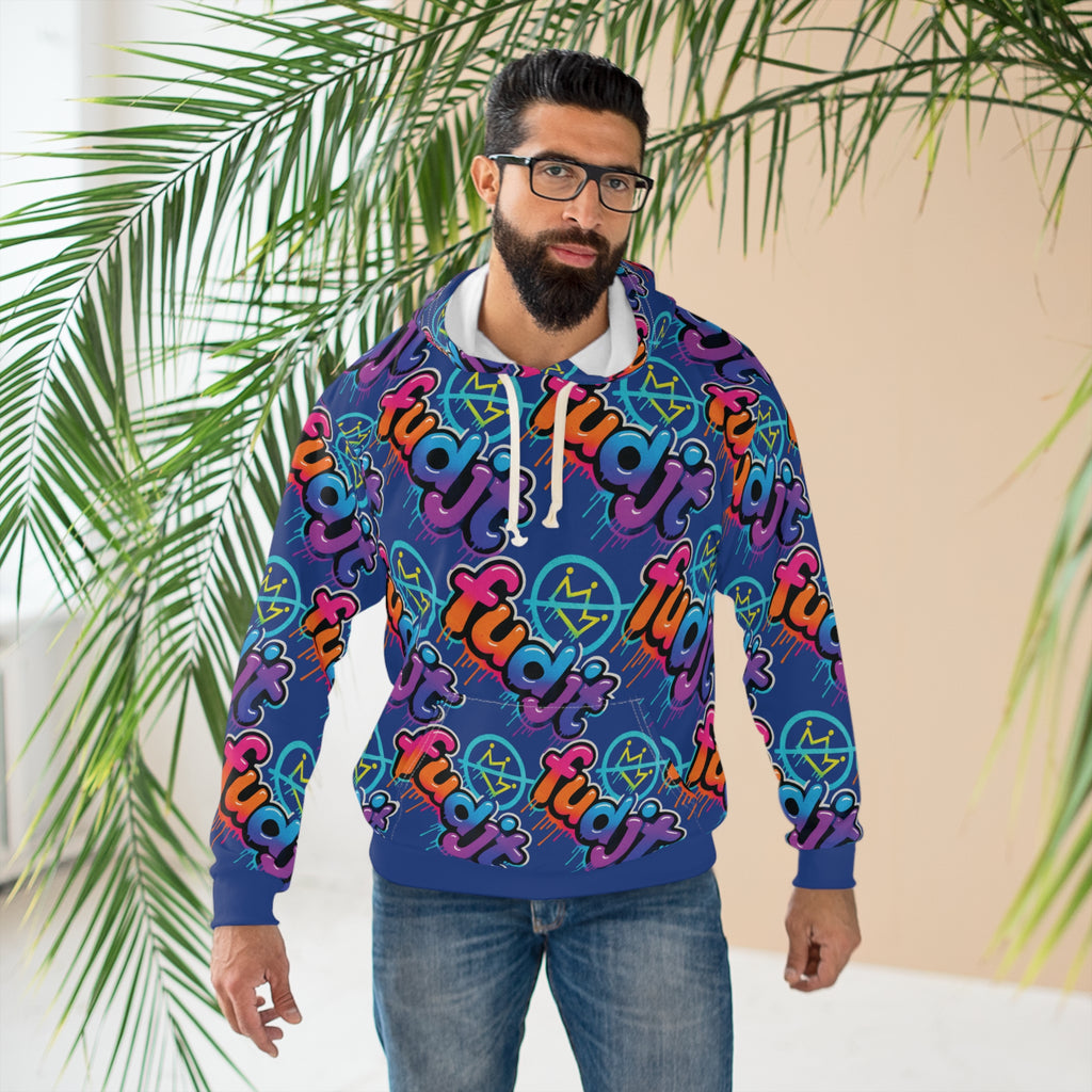 fudjt No Kings Clown Town Hoodie | All Over Dark Blue 10-45