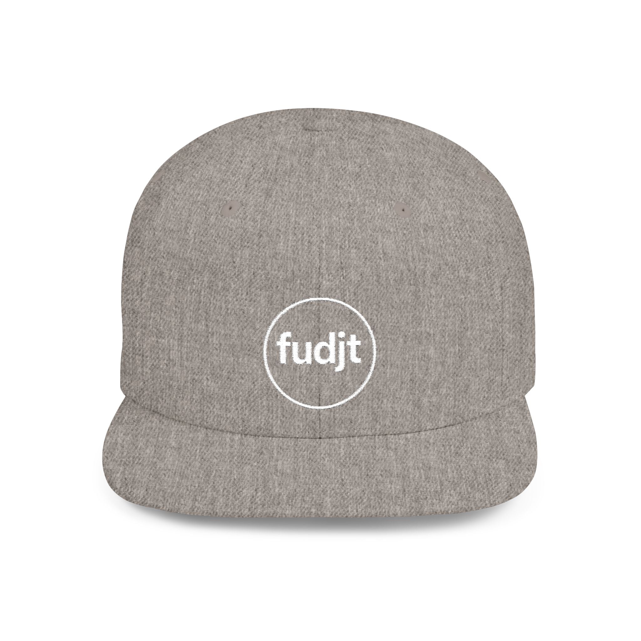 fudjt Circle Flat Bill Snapback Hat | White Embroidery |  14 Colors