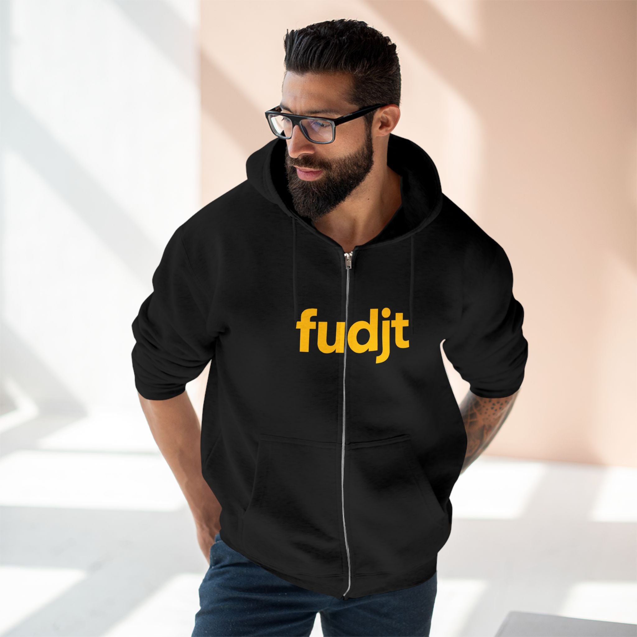 Zip Hoodie with Golden fudjt Design | Cozy Everyday Comfort | 8 Colors