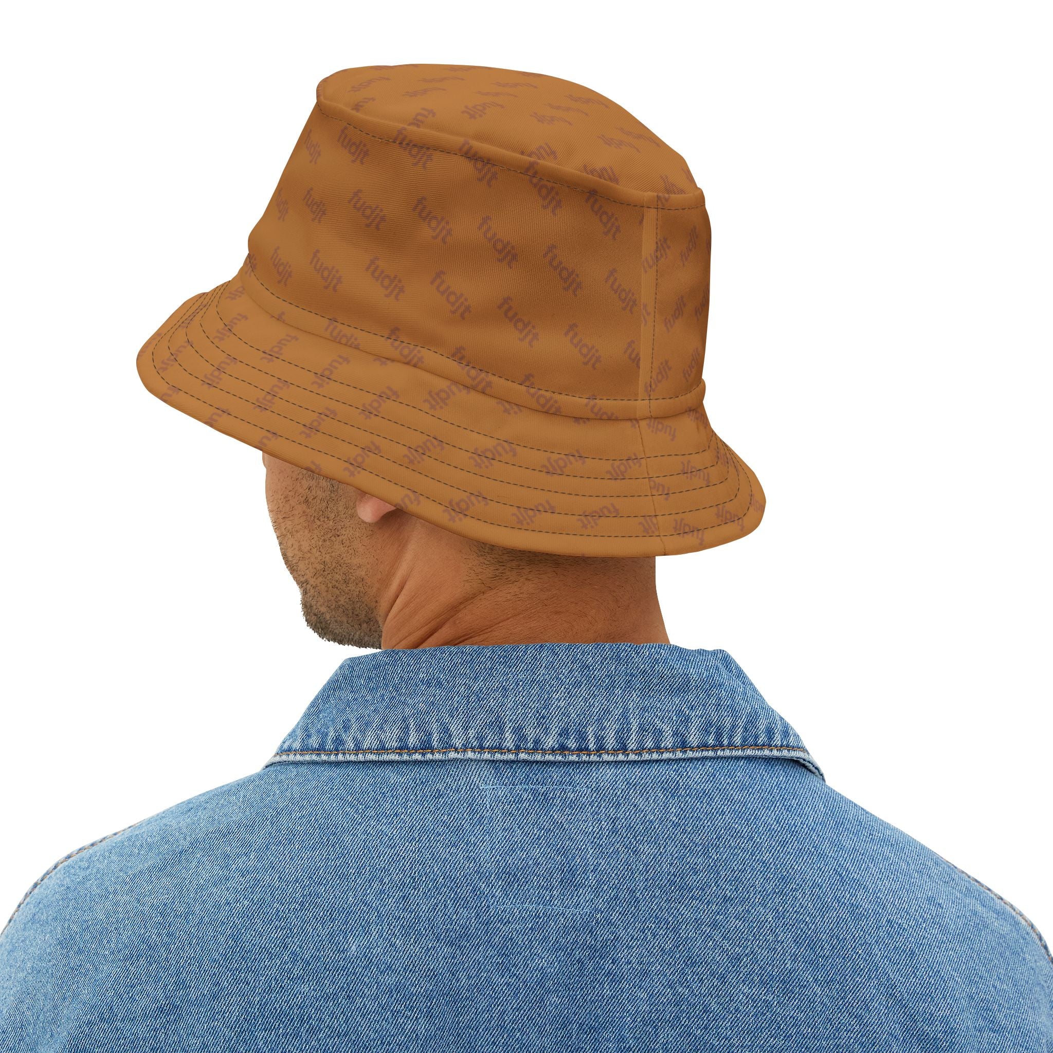 Trendy Brown fudjt All Over on Brown Bucket Hat