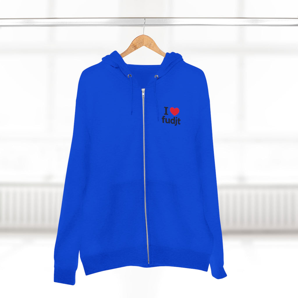 Zip Hoodie with I Heart fudjt + Lady Liberty | Front & Back Graphic | 4 Colors