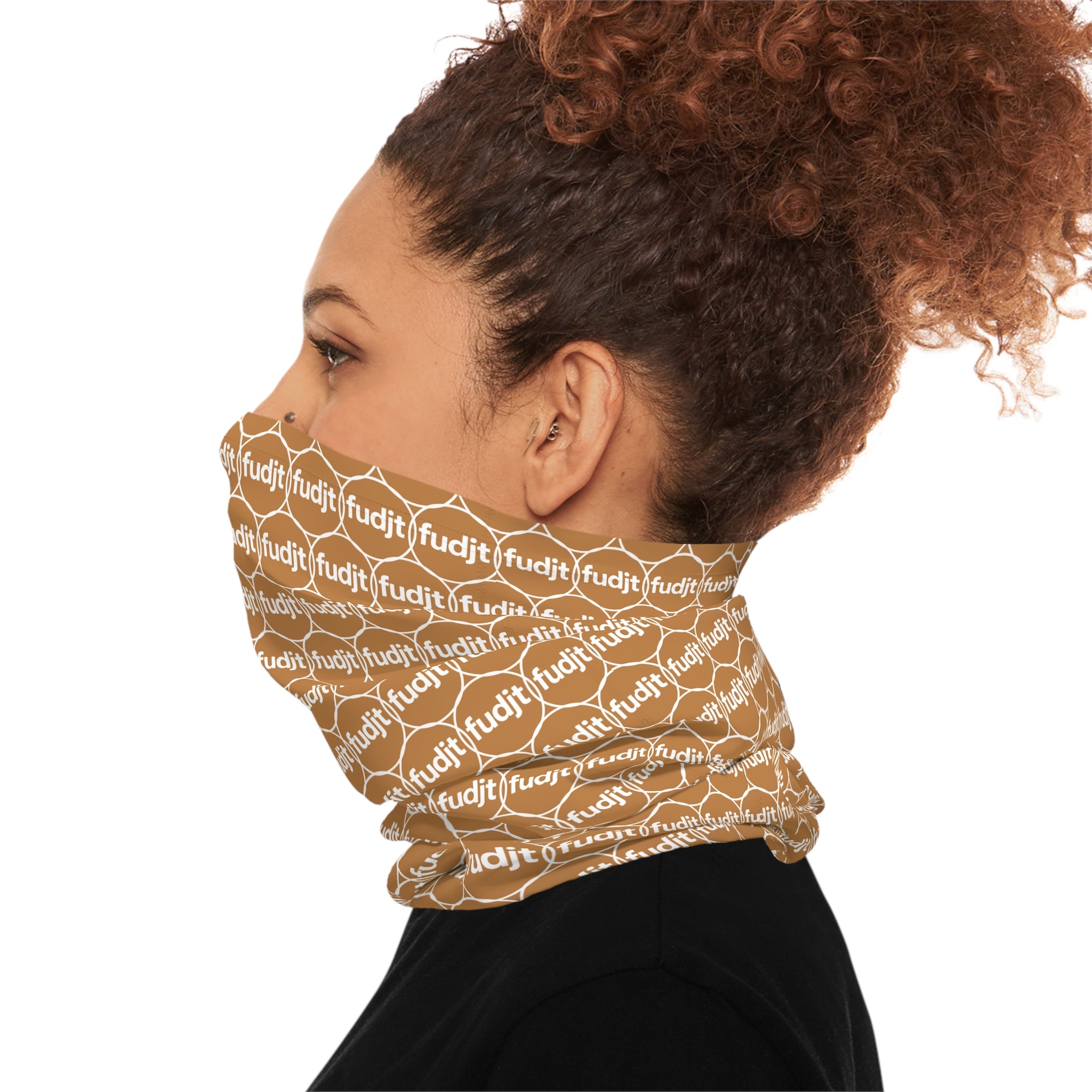 Light Brown & White fudjt Unbroken Chain 1.25 Neck Gaiter