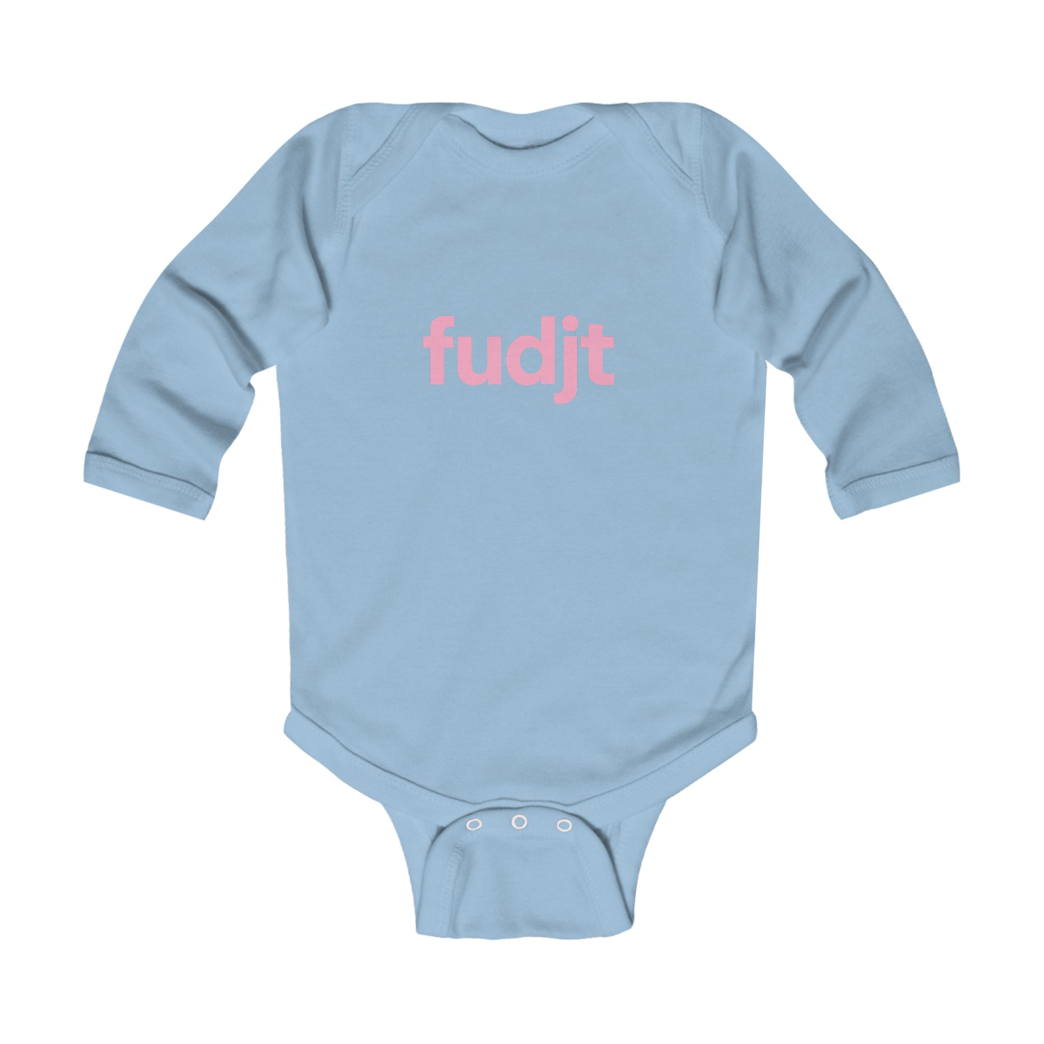fudjt  Baby - Long Sleeve Bodysuit with Pink logo - Cute Onesie  | 7 Colors