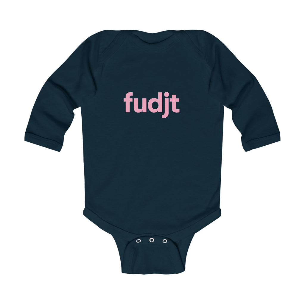 fudjt  Baby - Long Sleeve Bodysuit with Pink logo - Cute Onesie  | 7 Colors