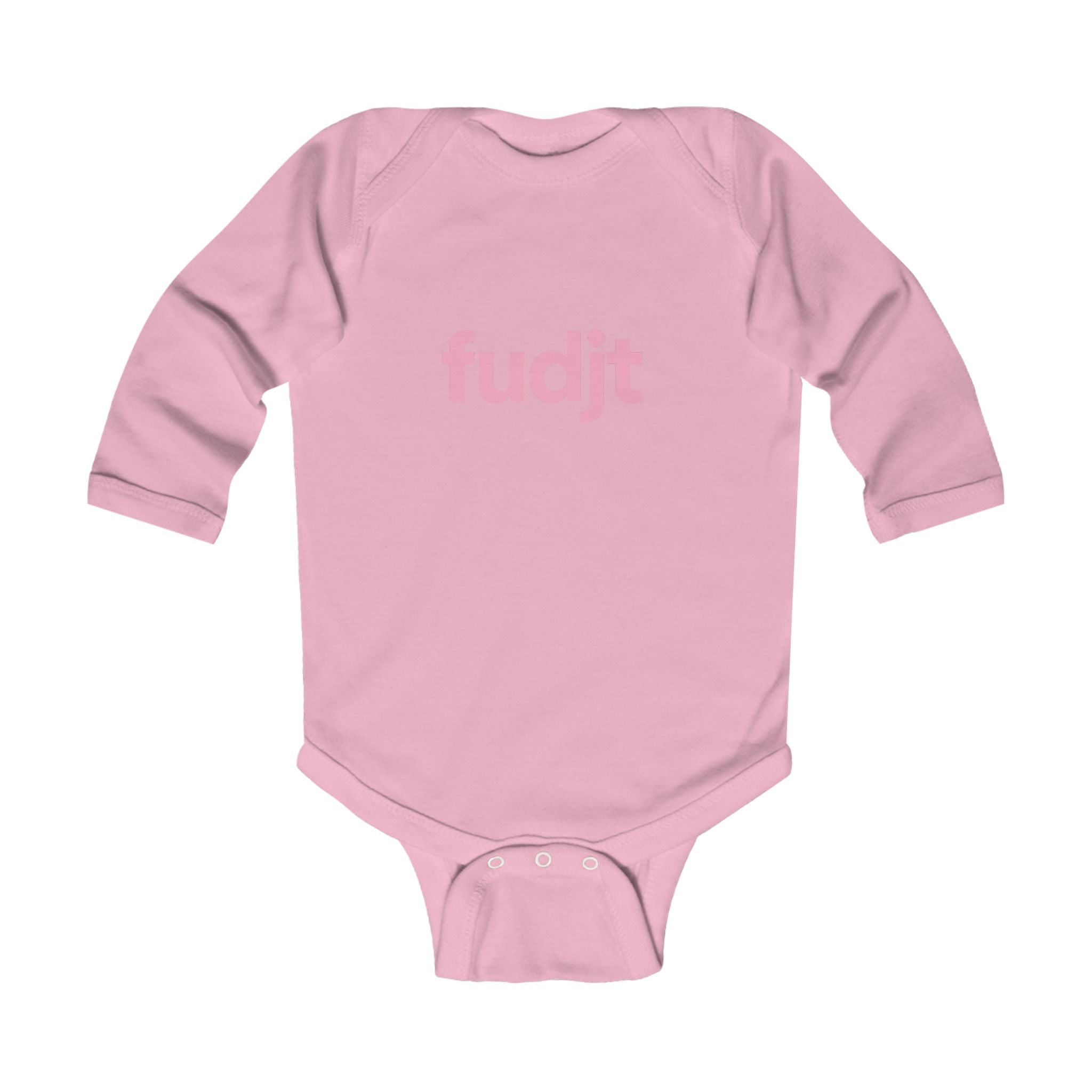 fudjt  Baby - Long Sleeve Bodysuit with Pink logo - Cute Onesie  | 7 Colors