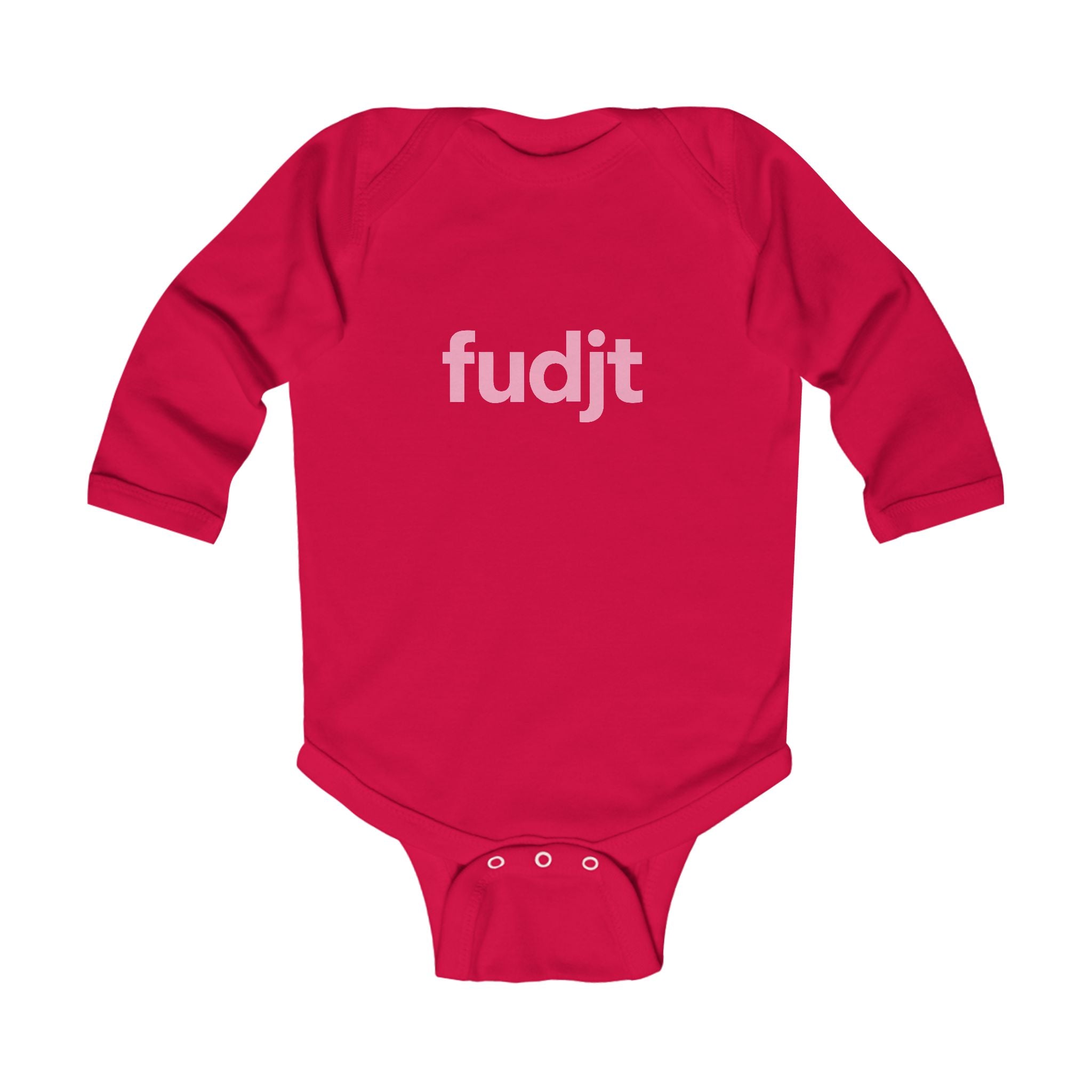 fudjt  Baby - Long Sleeve Bodysuit with Pink logo - Cute Onesie  | 7 Colors