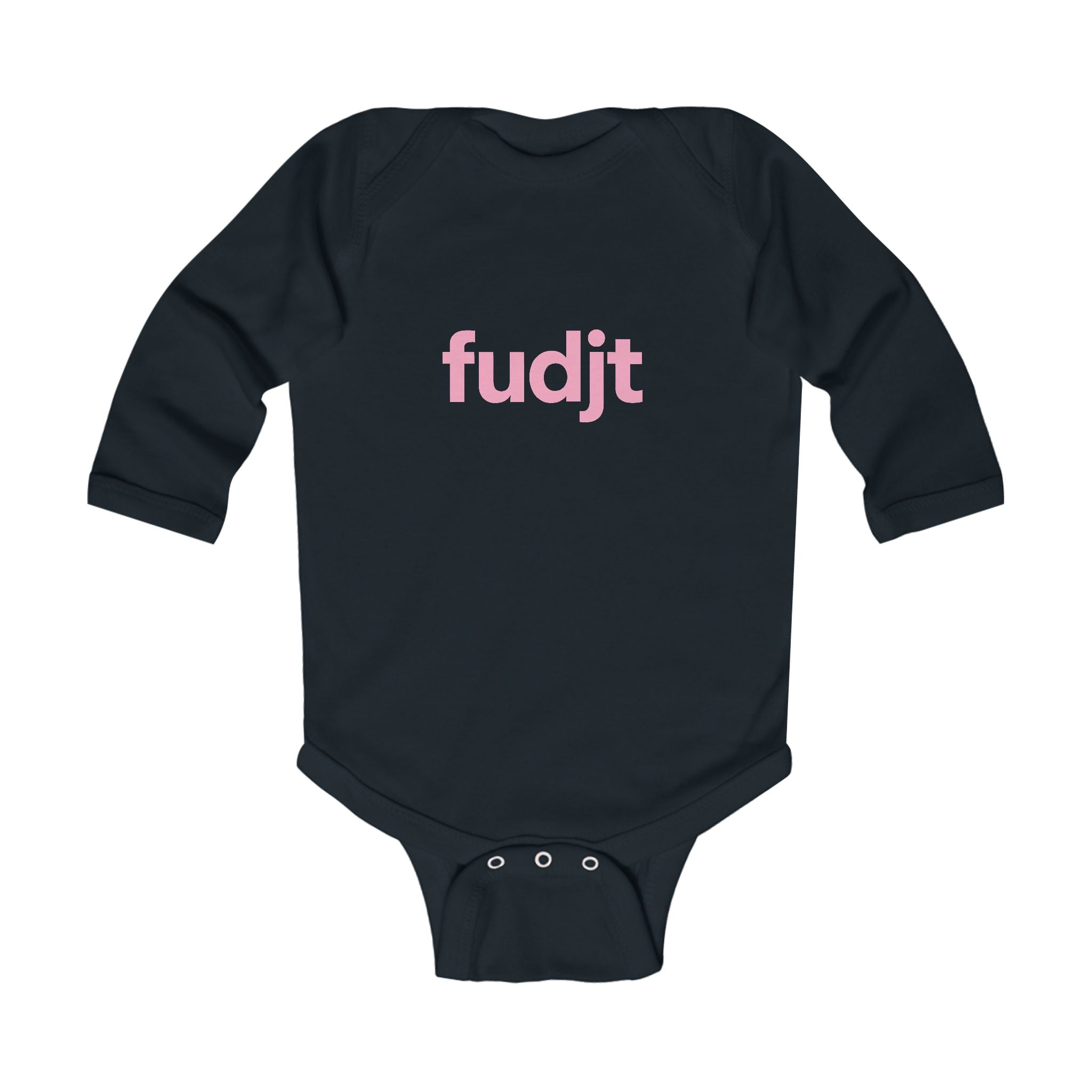 fudjt  Baby - Long Sleeve Bodysuit with Pink logo - Cute Onesie  | 7 Colors