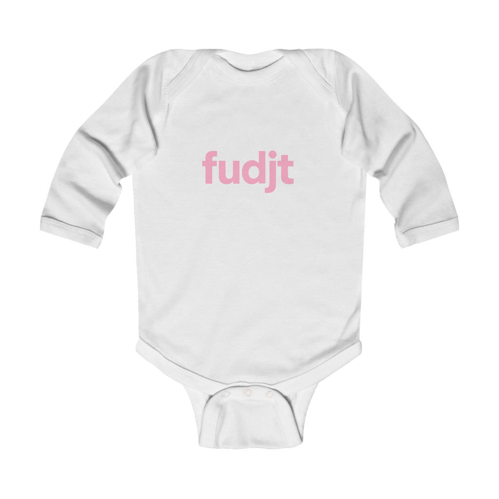 fudjt  Baby - Long Sleeve Bodysuit with Pink logo - Cute Onesie  | 7 Colors