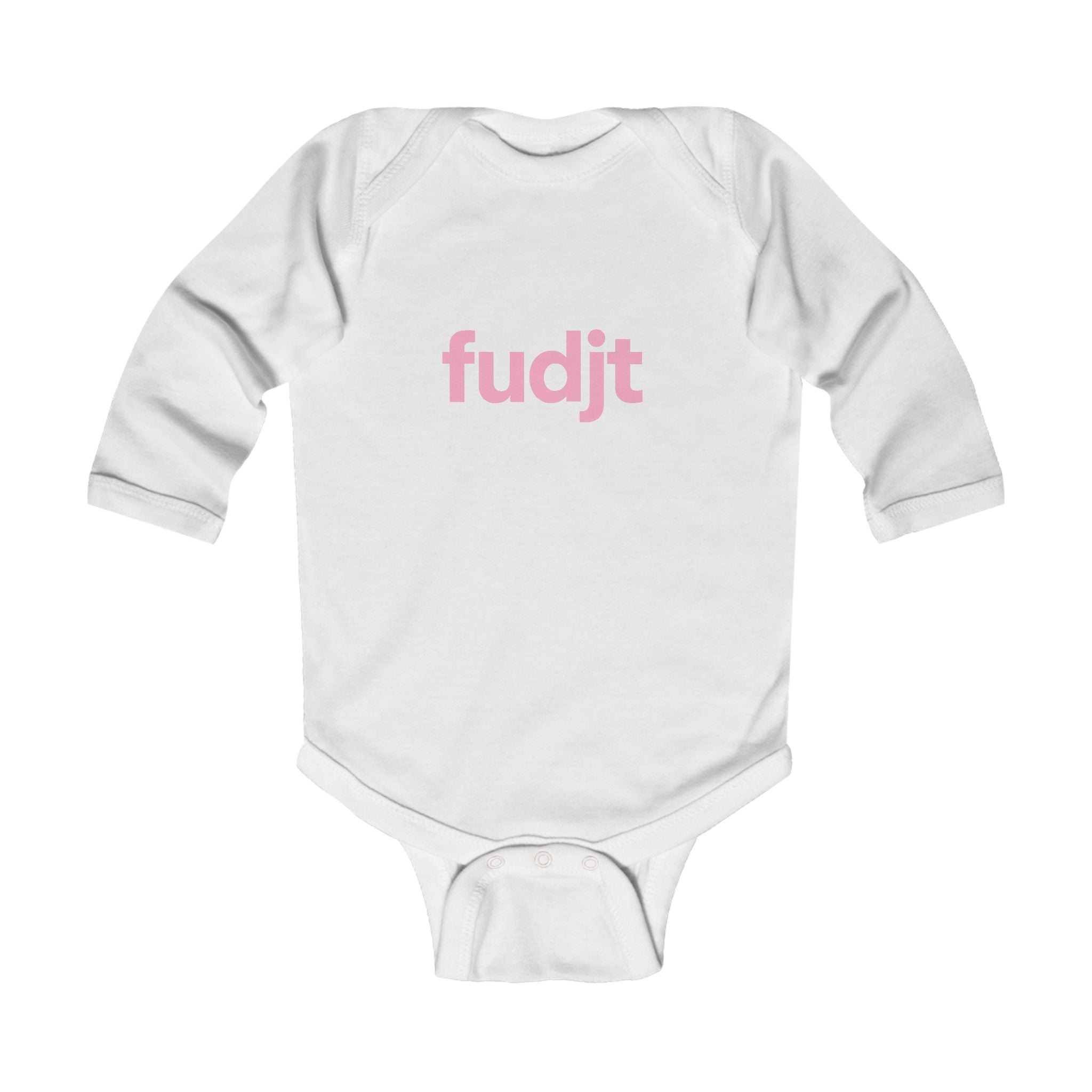 fudjt  Baby - Long Sleeve Bodysuit with Pink logo - Cute Onesie  | 7 Colors