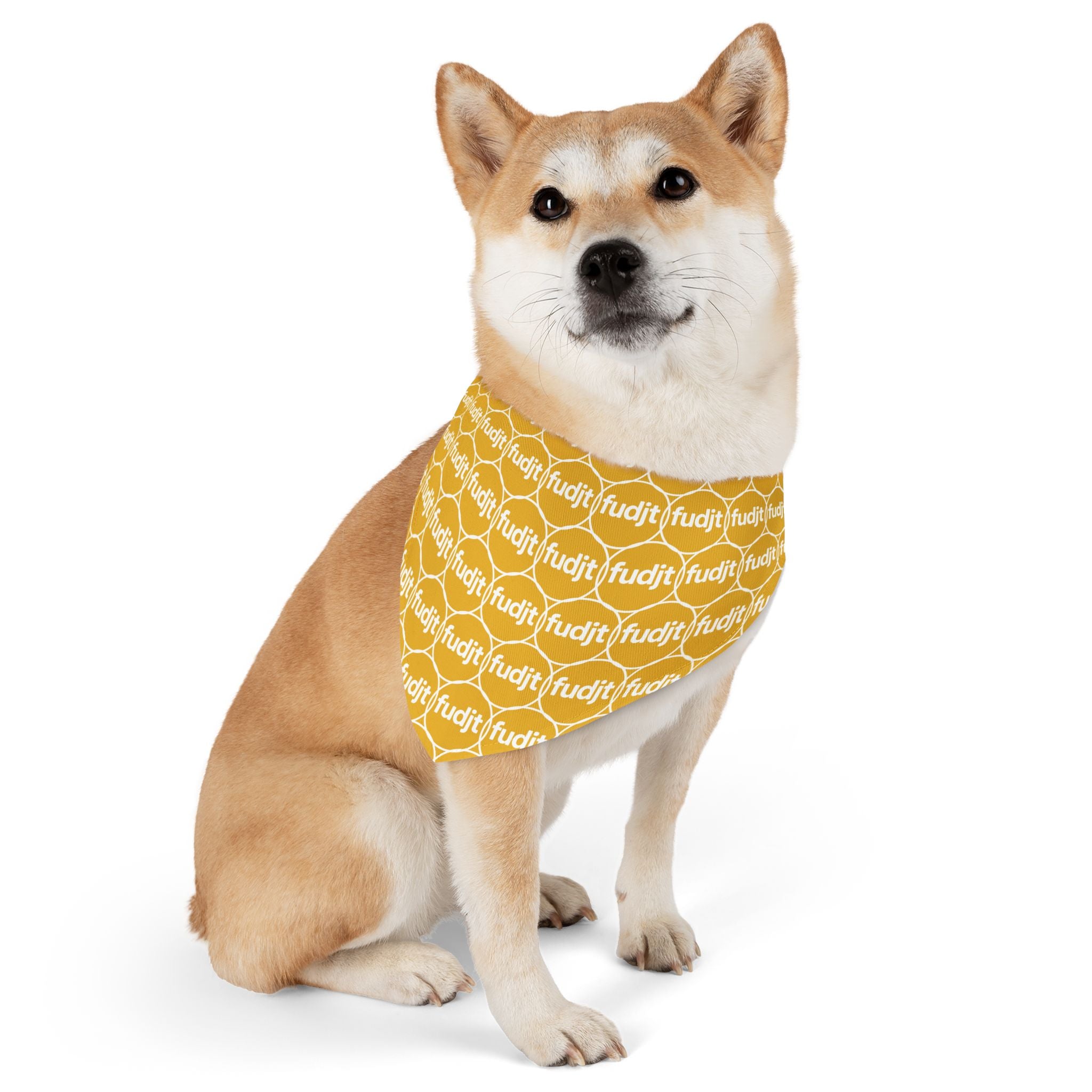Yellow fudjt Unbroken Chain 1.25  Bandana Collar for Dogs, Cats & More | 4 Sizes