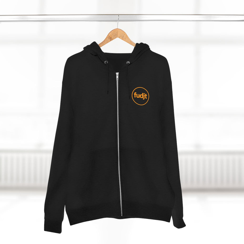 Orange fudjt Circle Zip Hoodie | Front & Back Graphic | 8 Colors