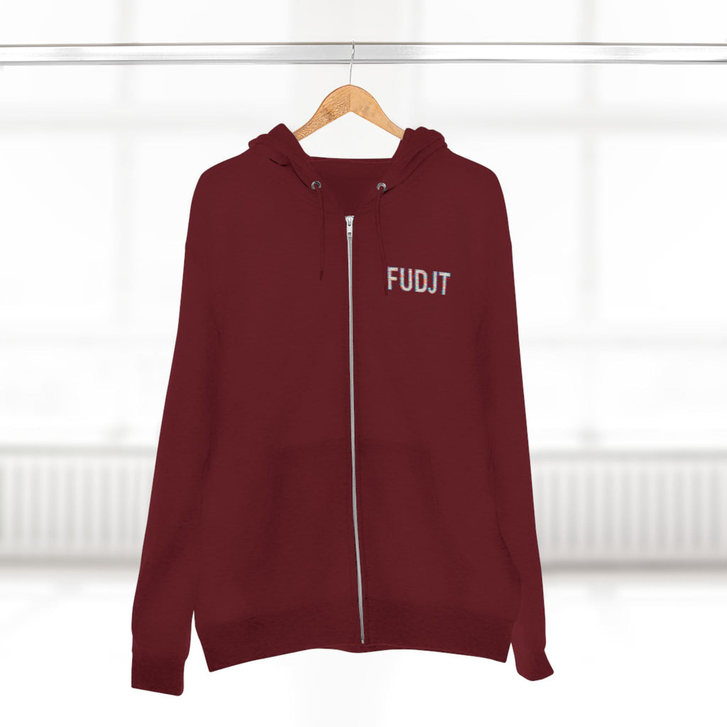 FUDJT Glitch Zip Hoodie | Front Left & Stack Back | 7 Colors