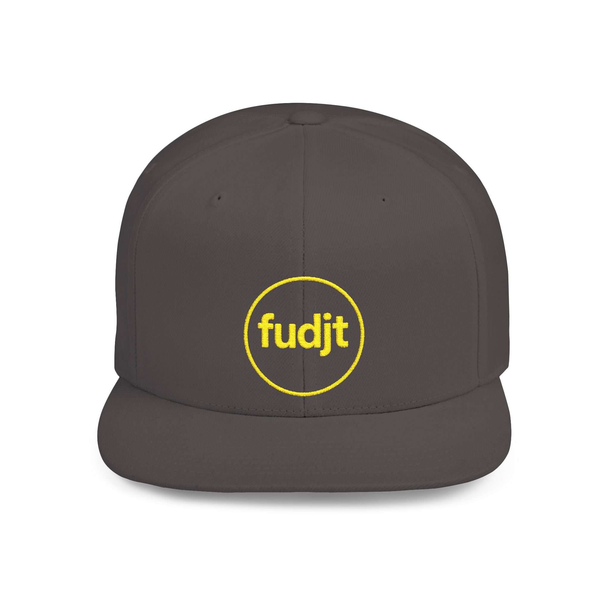 fudjt Circle Flat Bill Snapback Hat | Golden Yellow Embroidery |  14 Colors