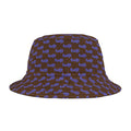 Trendy Light Blue fudjt All Over on Dark Brown Bucket Hat