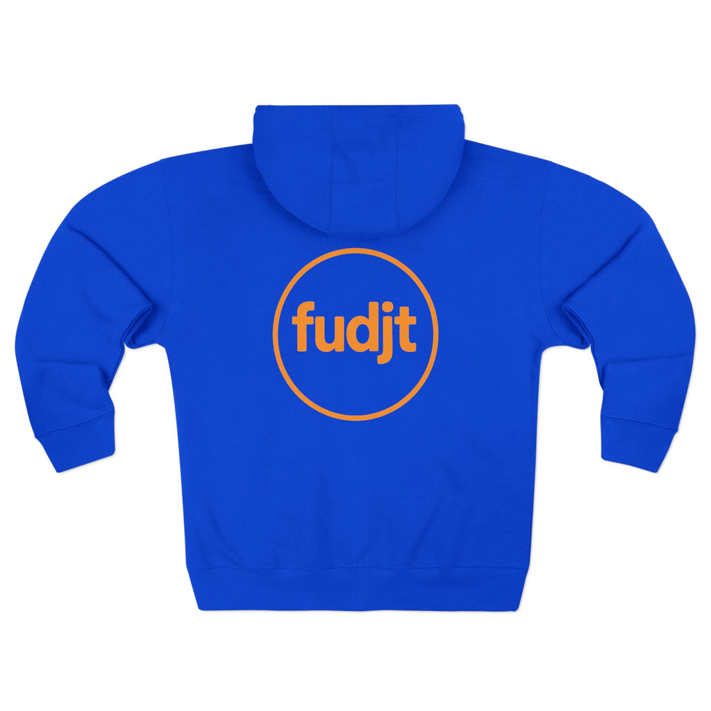 Orange fudjt Circle Zip Hoodie | Front & Back Graphic | 8 Colors