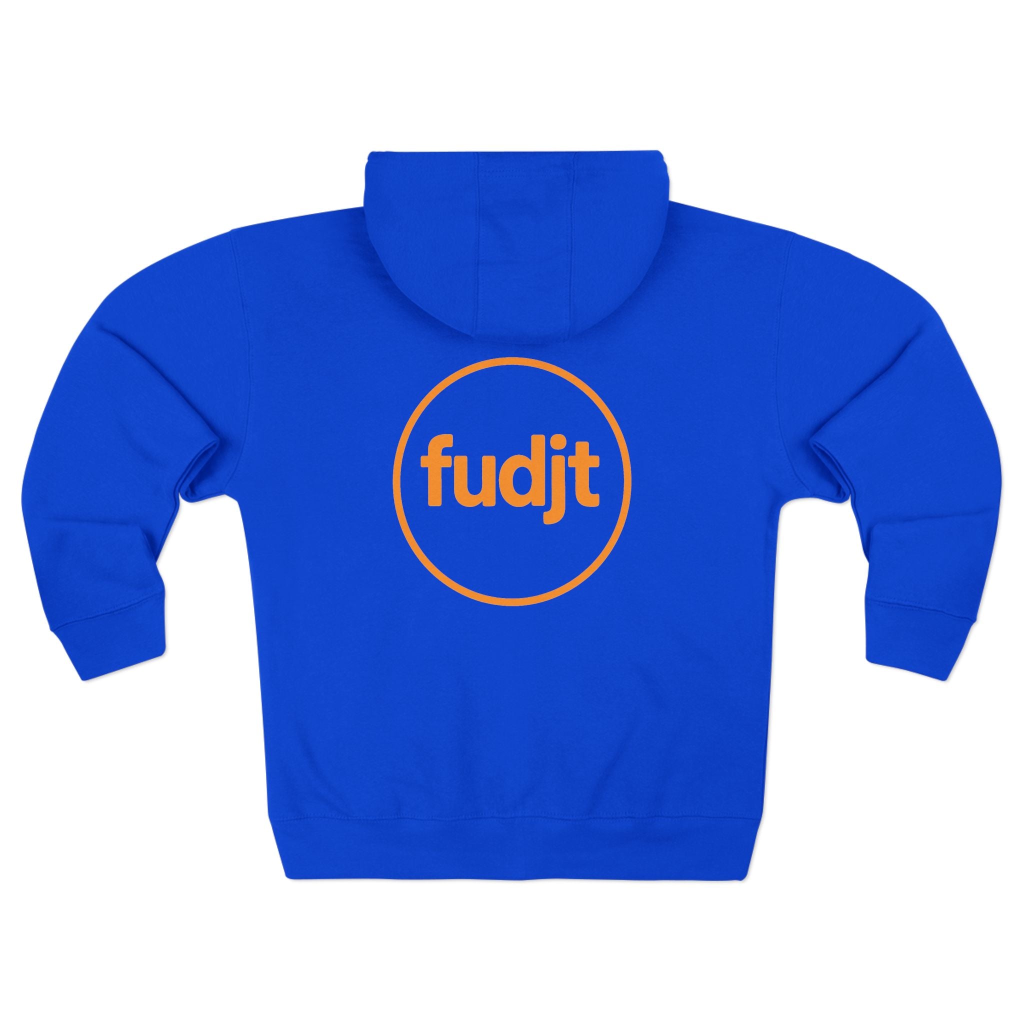 Orange fudjt Circle Zip Hoodie | Front & Back Graphic | 8 Colors