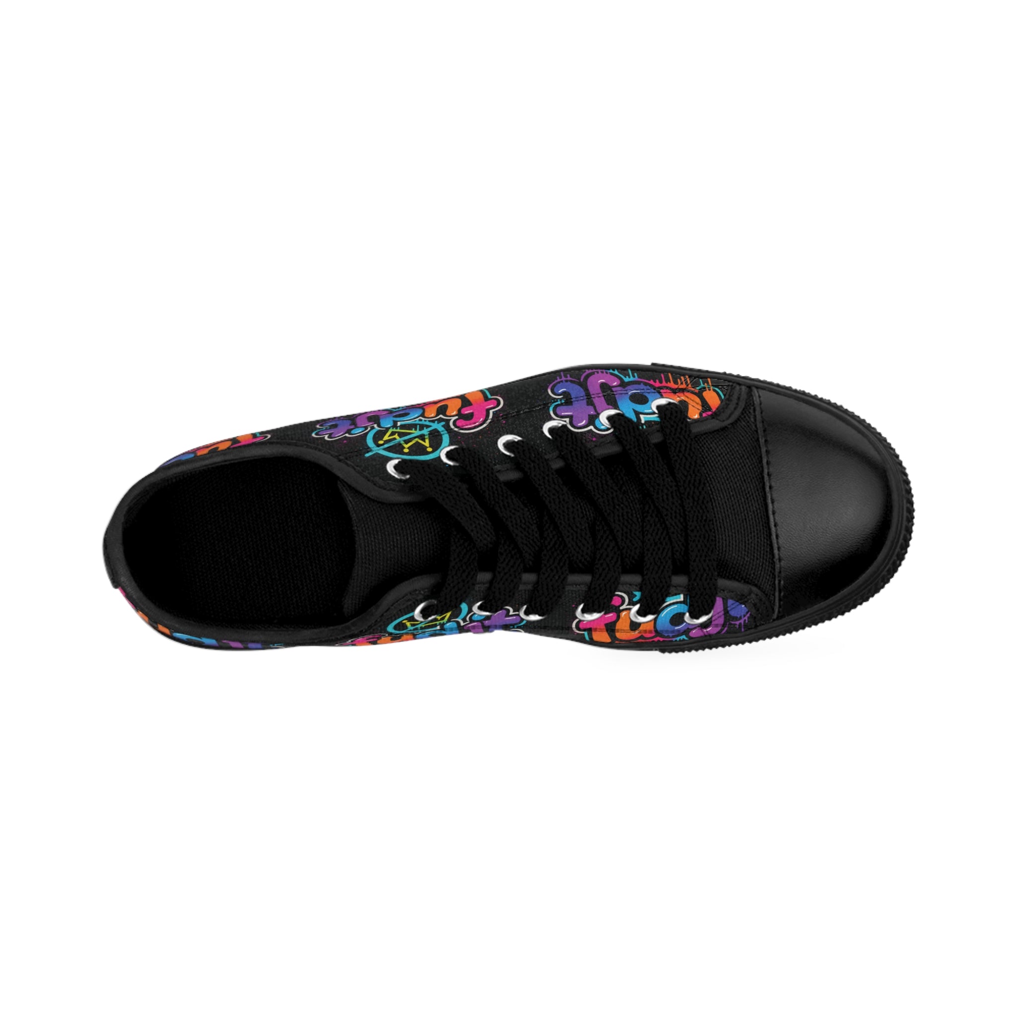 fudjt No Kings Clown Town Street Style Sneakers | Women & Girls Black All Over Low Top