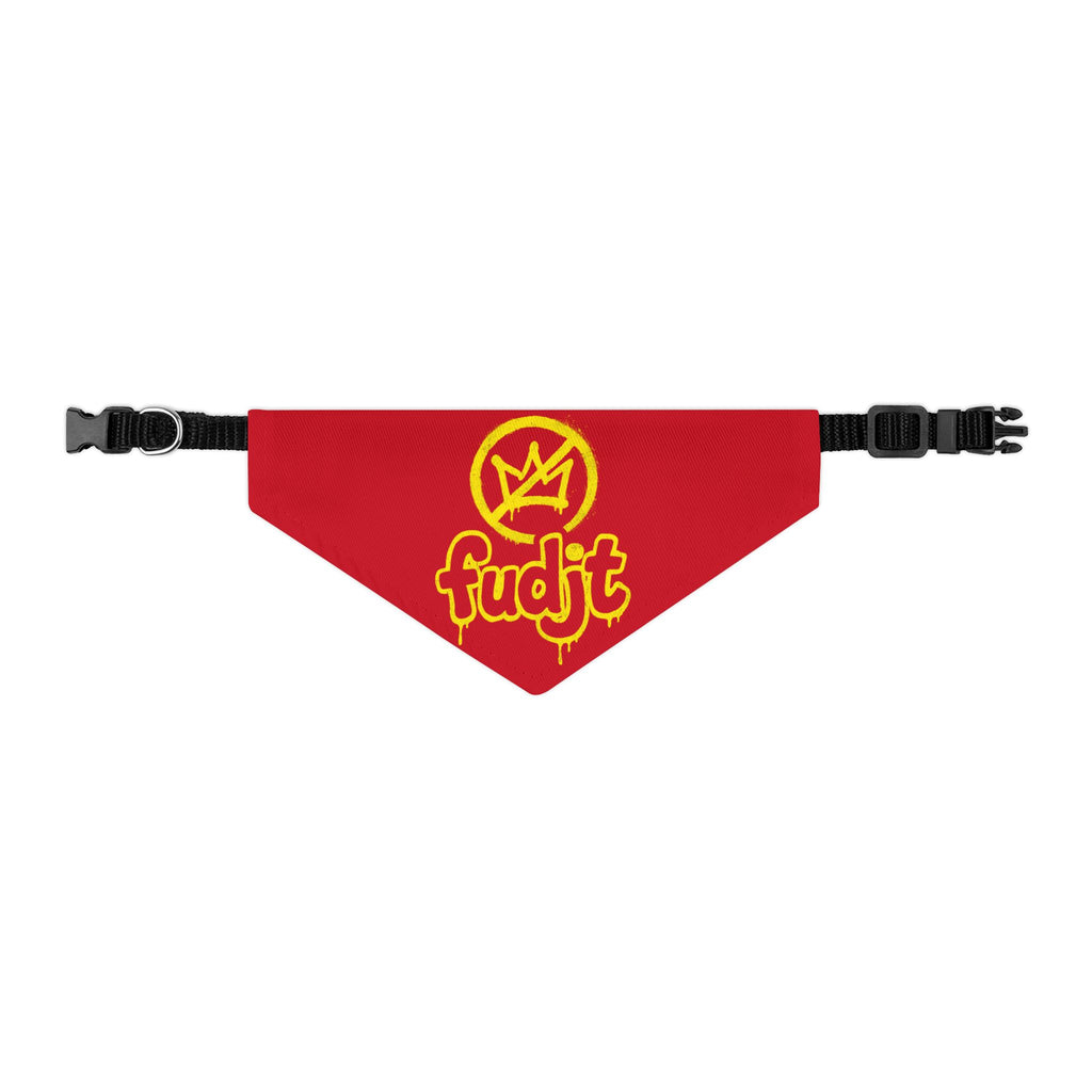 Dark Red Golden fudjt No Kings Bandana Collar for Dogs, Cats & More | 4 Sizes
