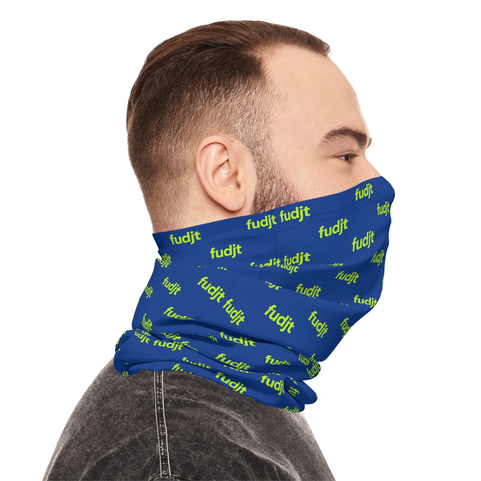 Dark Blue & Lime fudjt Lightweight Neck Gaiter