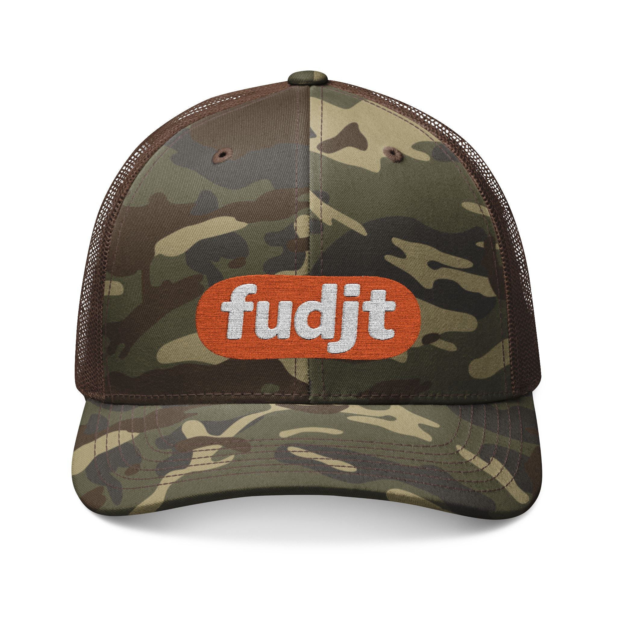 Camouflage Trucker Hat with fudjt Anti-Supremacy Red Badge Embroidery | 3 Colors