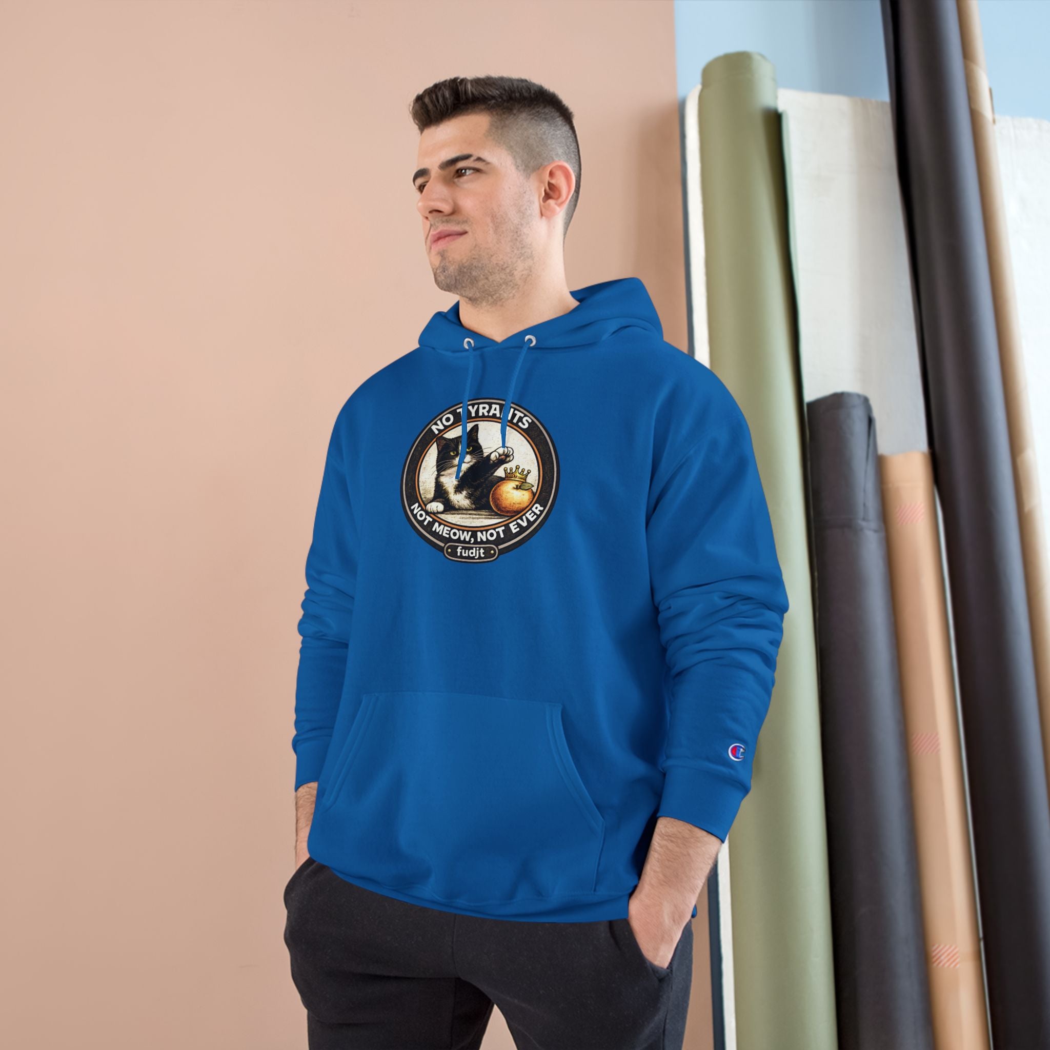 Fascists Get Scratches / No Tyrants Champion Cat Hoodie | Front & Back Graphics | 7 Colors