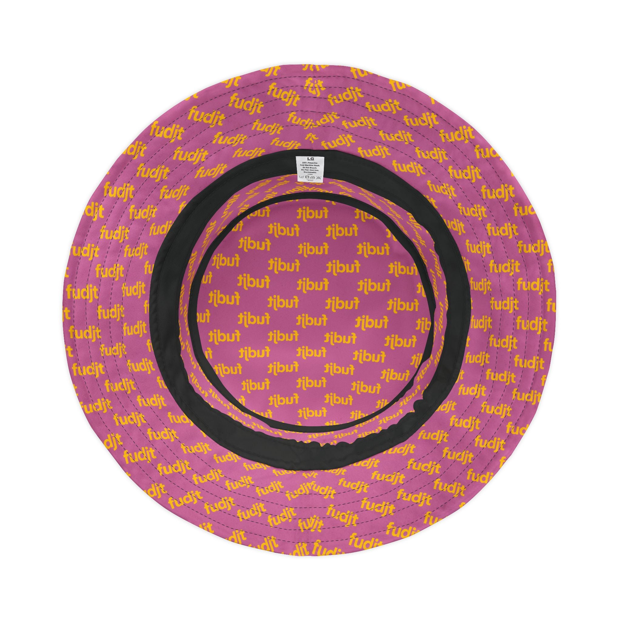 Trendy Yellow fudjt All Over on Light Pink Bucket Hat