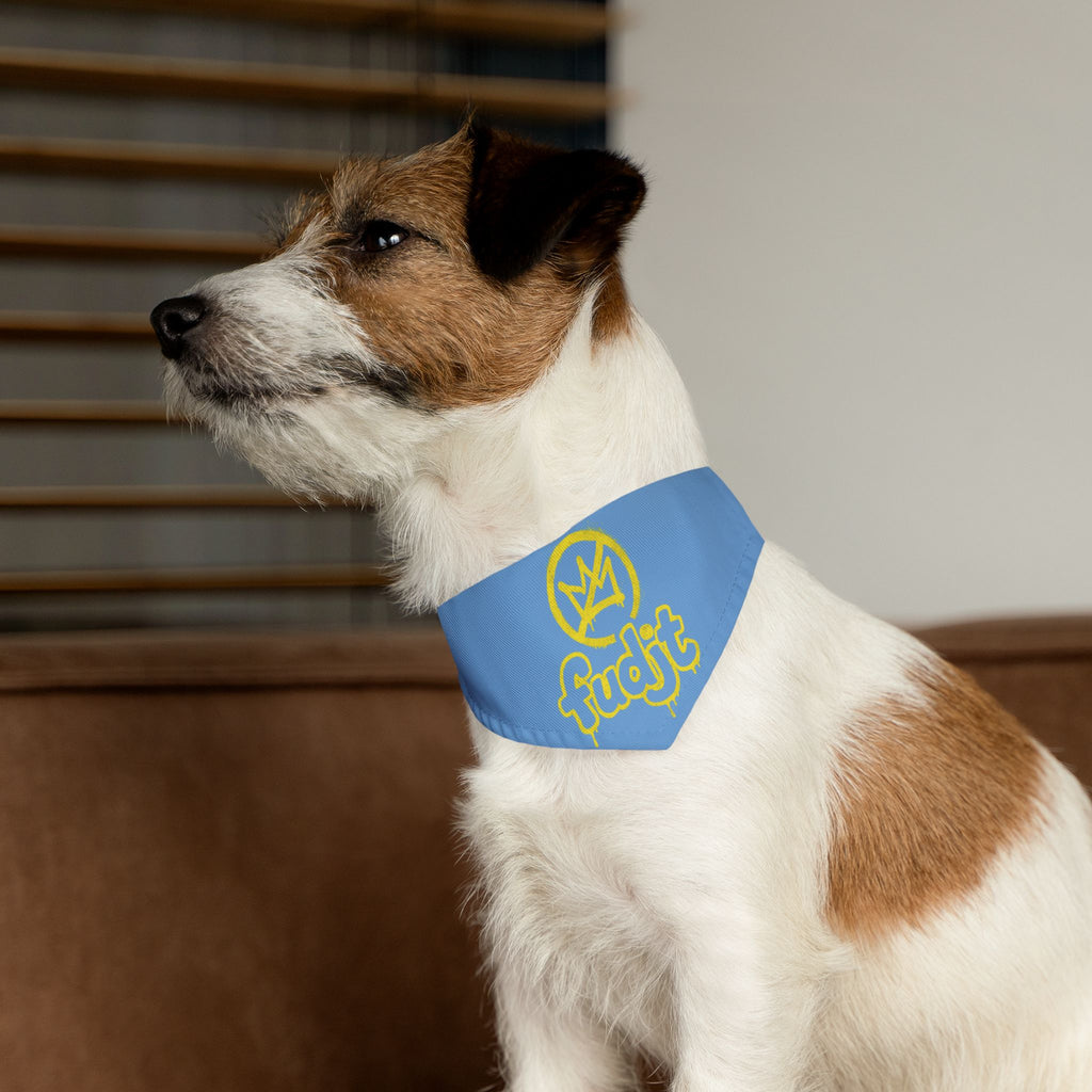 Light Blue Golden fudjt No Kings Bandana Collar for Dogs, Cats & More | 4 Sizes