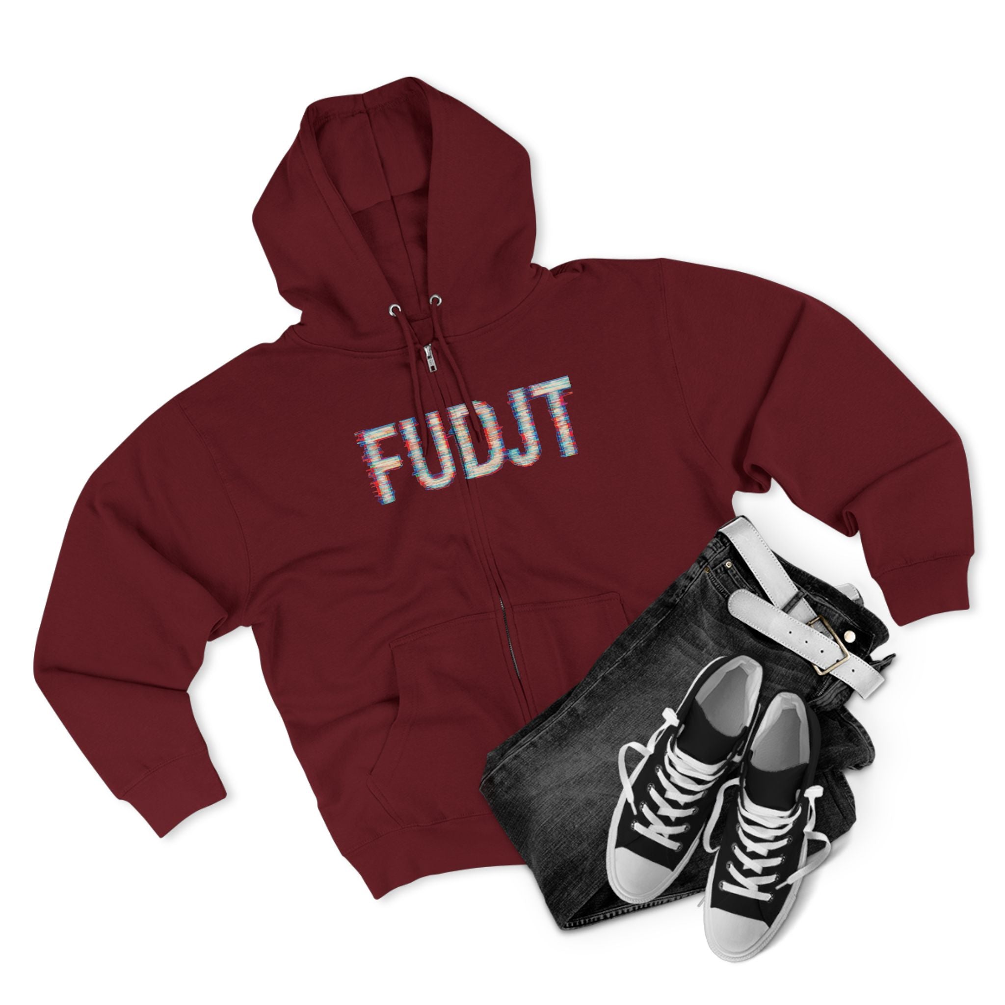 FUDJT Glitch Zip Hoodie | Bold Front | 7 Colors