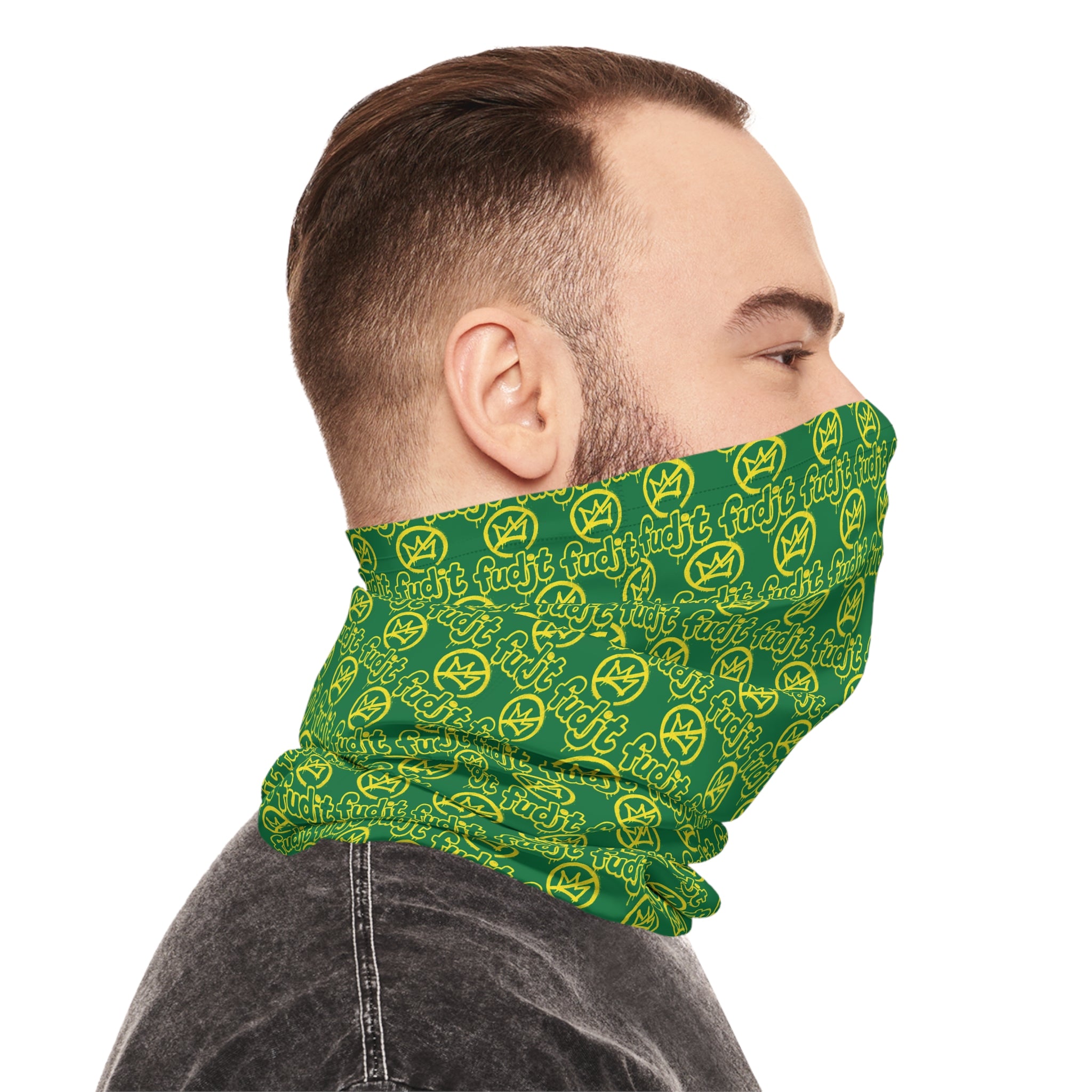 Dark Green Golden fudjt No Kings 1.25 Neck Gaiter