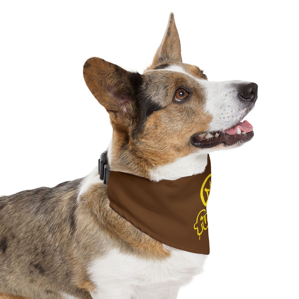 Brown Golden fudjt No Kings Bandana Collar for Dogs, Cats & More | 4 Sizes