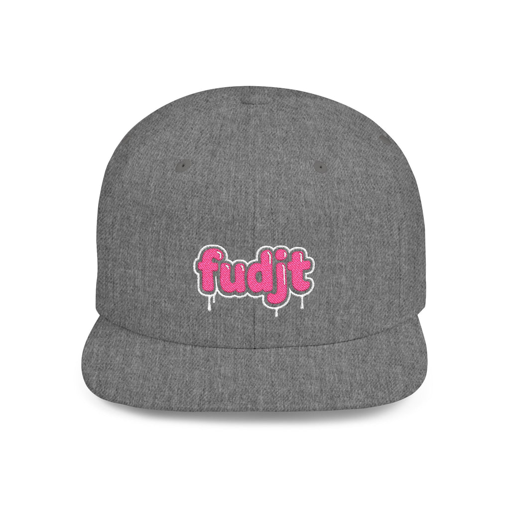 fudjt Flat Bill Snapback Hat | Pink Drip Embroidery |  13 Colors