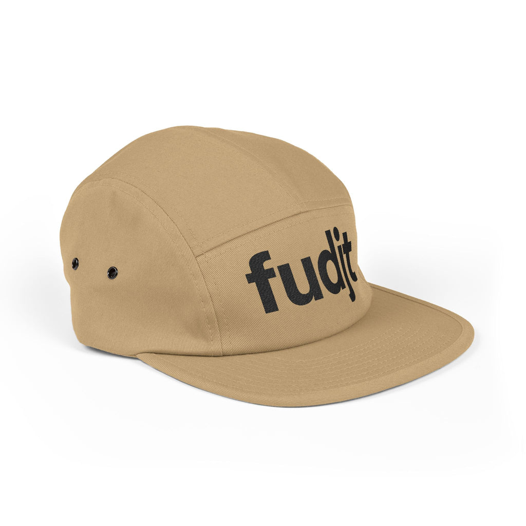 Embroidered 5 Panel Cap - Black fudjt Logo - 6 Colors