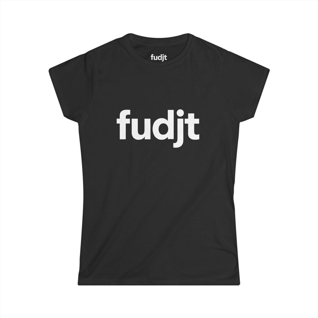 Women's White fudjt logo Comfy Stylie Tee | 12 Colors