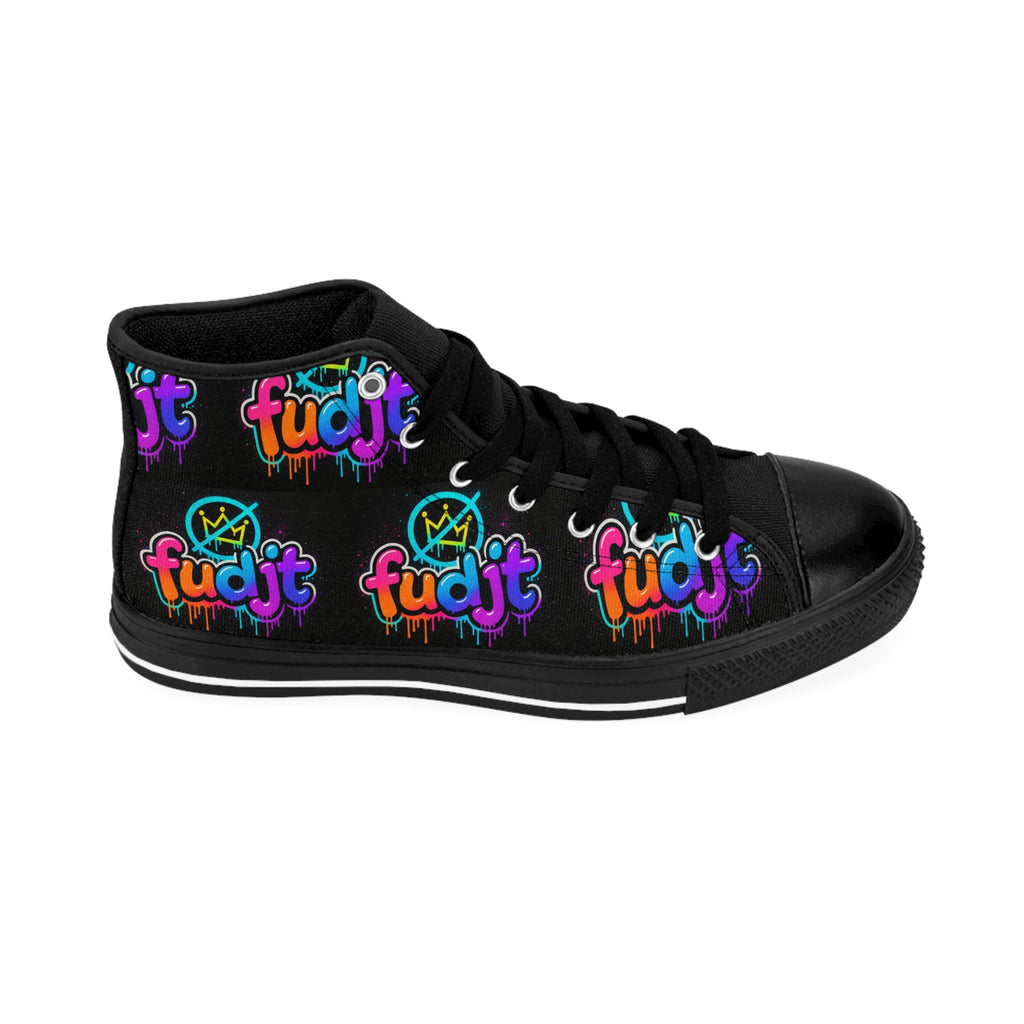 fudjt No Kings Clown Town Street Style Sneakers | Women & Girls Black All Over High Top