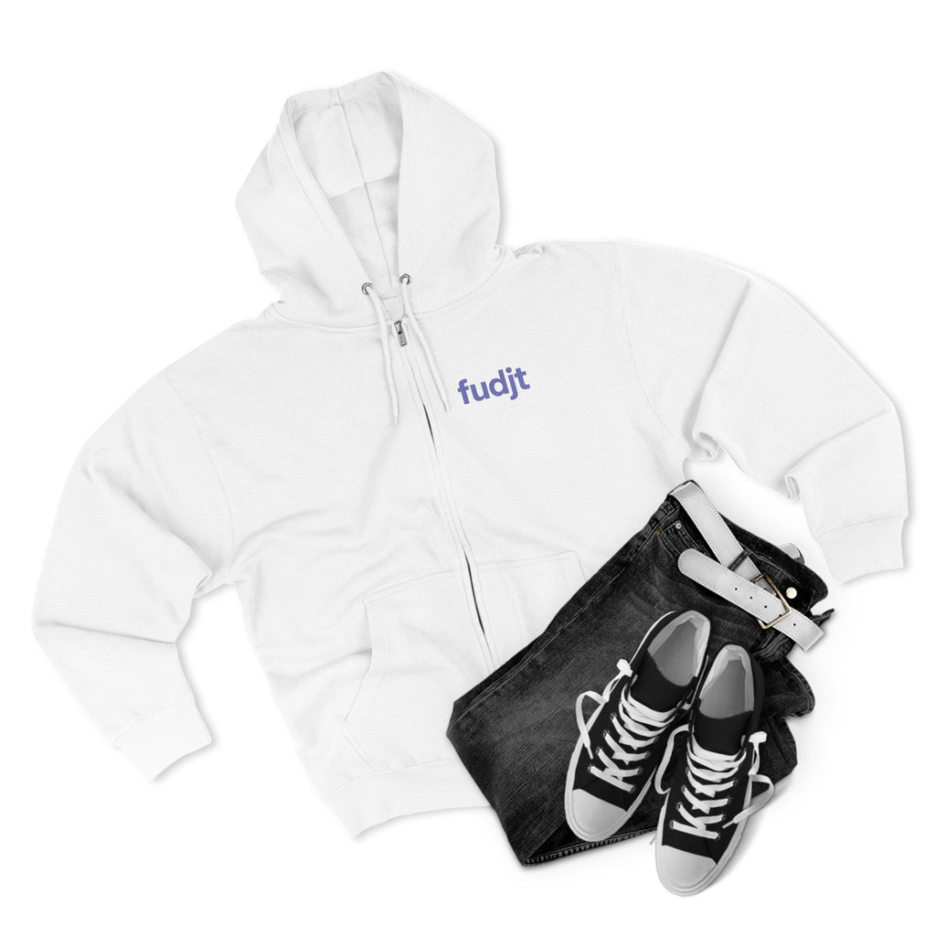 Zip Hoodie with Bigfoot Rising Backside + Light Blue fudjt on Front | 8 Colors