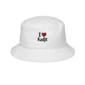 I Heart fudjt Embroidered Bucket Hat | White