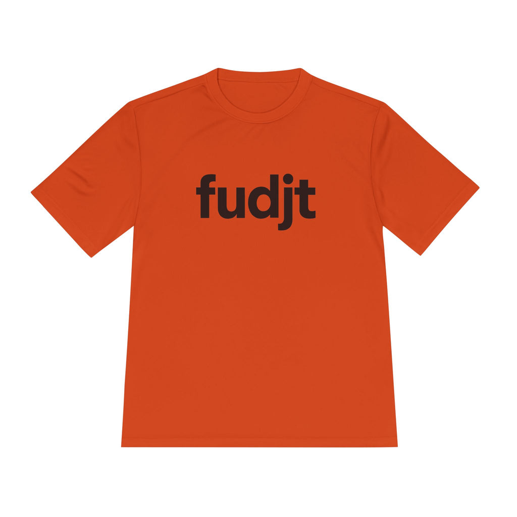 Black fudjt design Moisture Wicking Performance Tee | 12 Colors - view 5 - Deep Orange