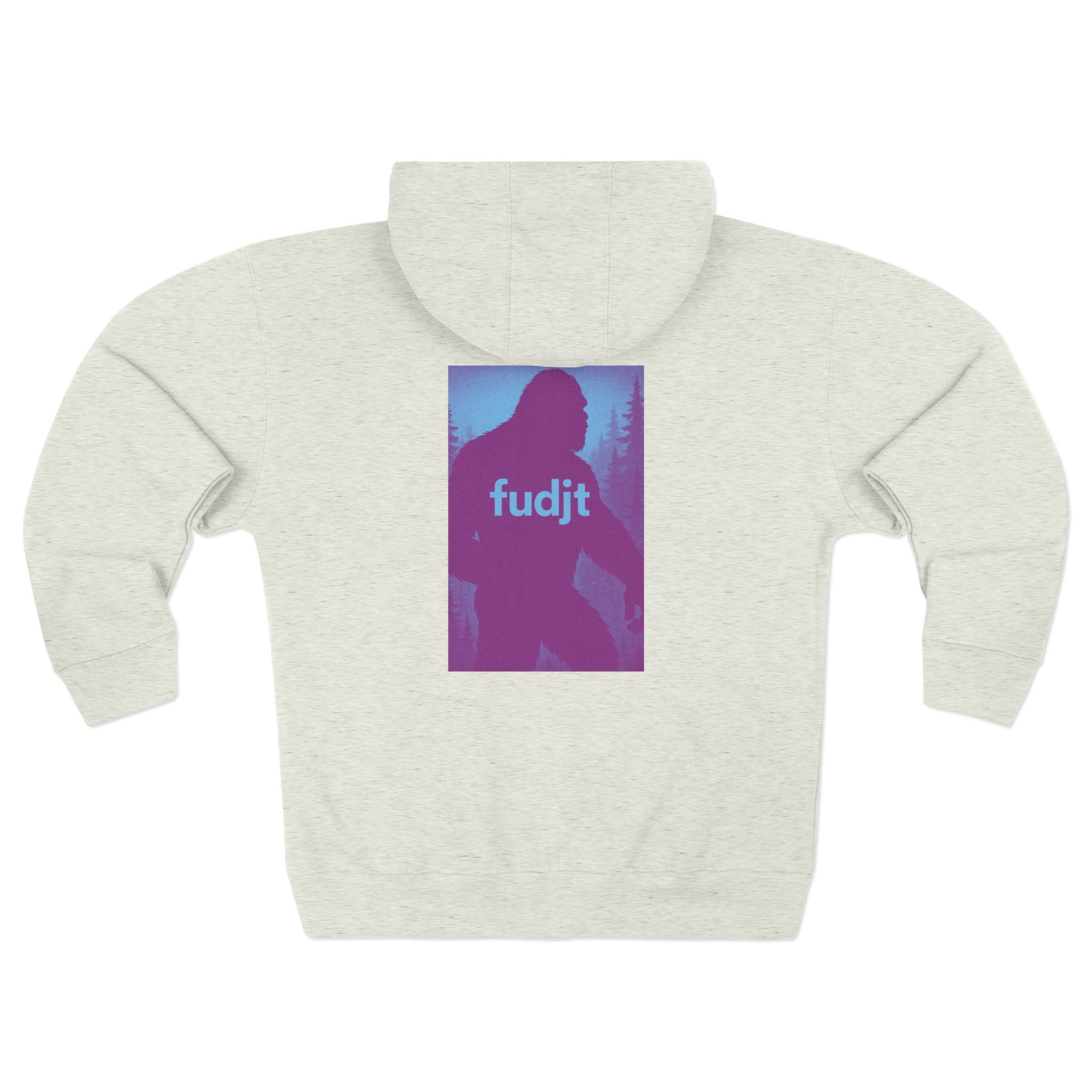 Zip Hoodie with Bigfoot Rising Backside + Light Blue fudjt on Front | 8 Colors