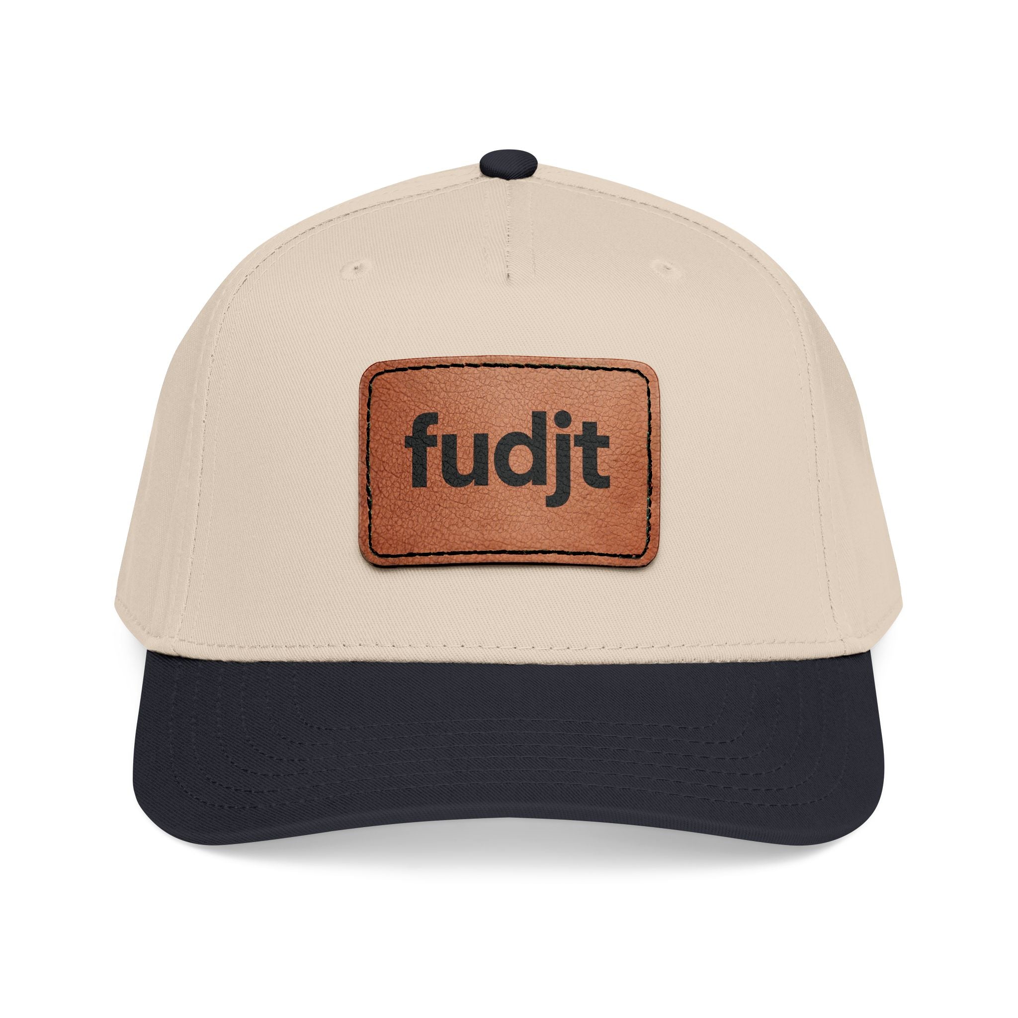 fudjt Leather Patch Baseball Cap — Mid Profile Trucker Hat | 30 Two-Tone Colors