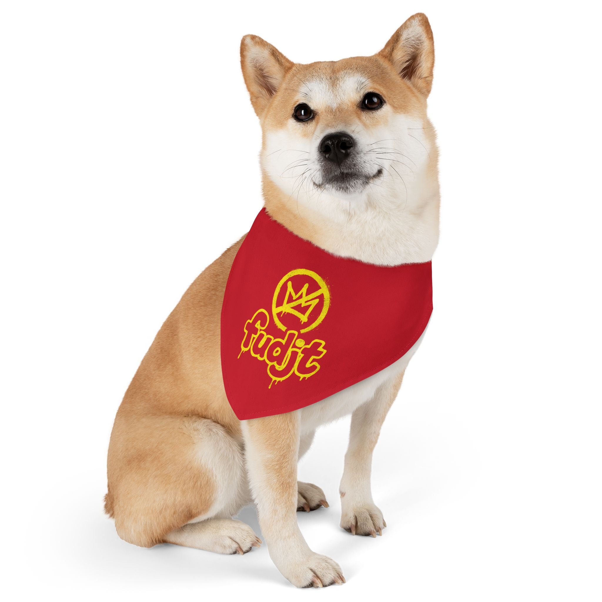 Dark Red Golden fudjt No Kings Bandana Collar for Dogs, Cats & More | 4 Sizes