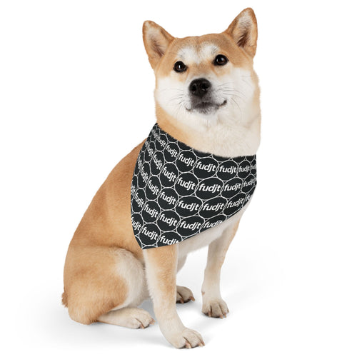 Black fudjt Unbroken Chain 1.25  Bandana Collar for Dogs, Cats & More | 4 Sizes - view 2 - L