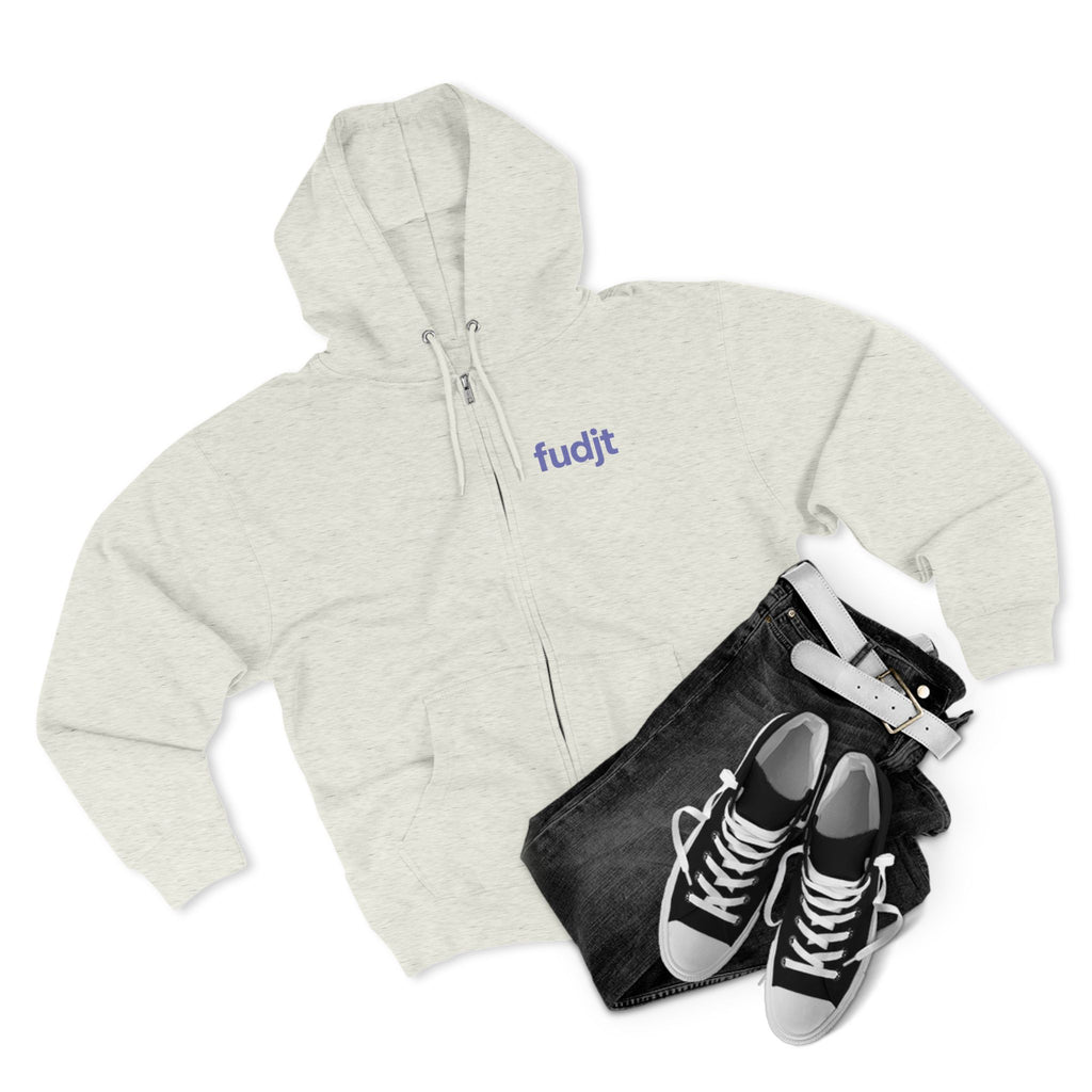 Zip Hoodie with Bigfoot Rising Backside + Light Blue fudjt on Front | 8 Colors
