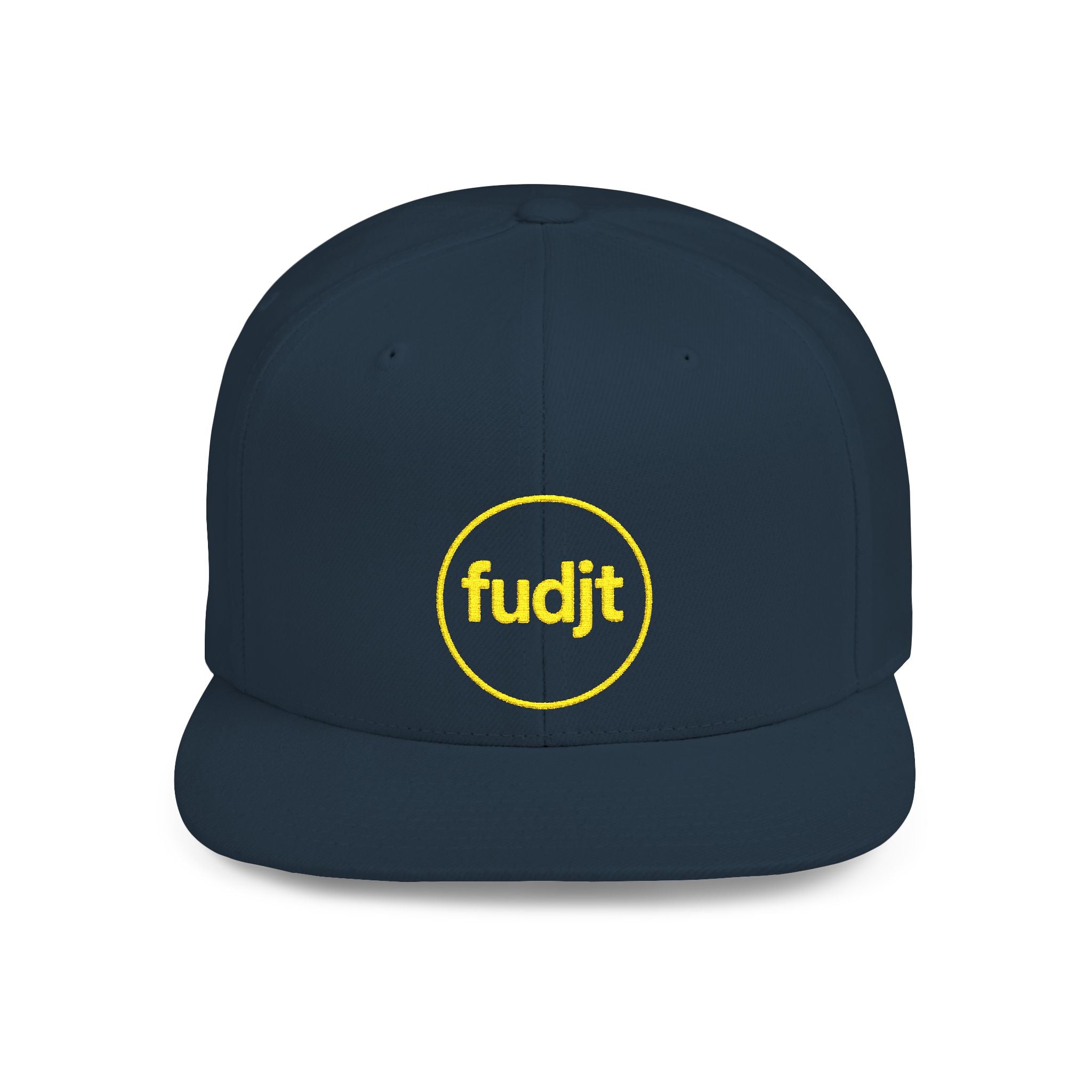 fudjt Circle Flat Bill Snapback Hat | Golden Yellow Embroidery |  14 Colors