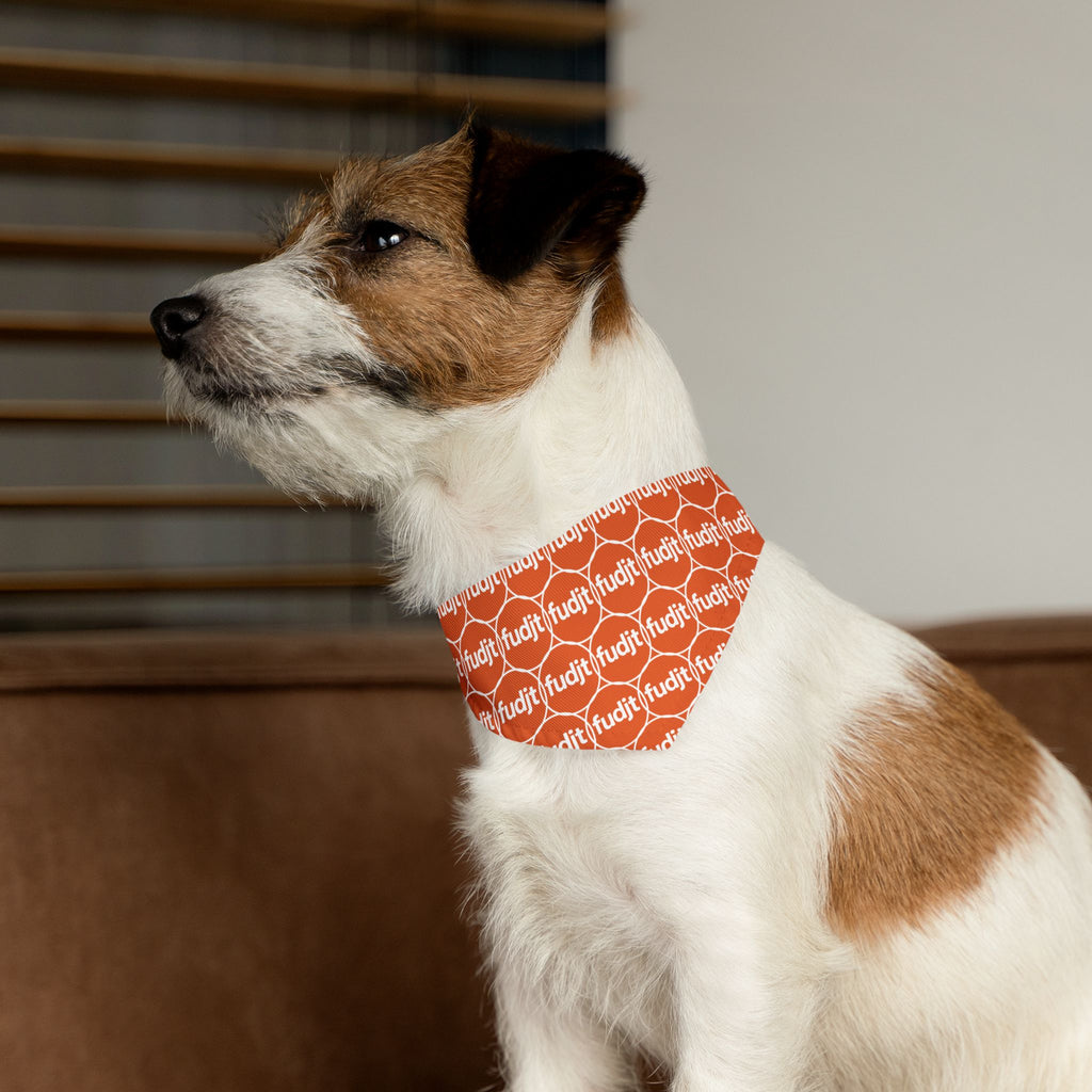 Orange fudjt Unbroken Chain 1.25  Bandana Collar for Dogs, Cats & More | 4 Sizes
