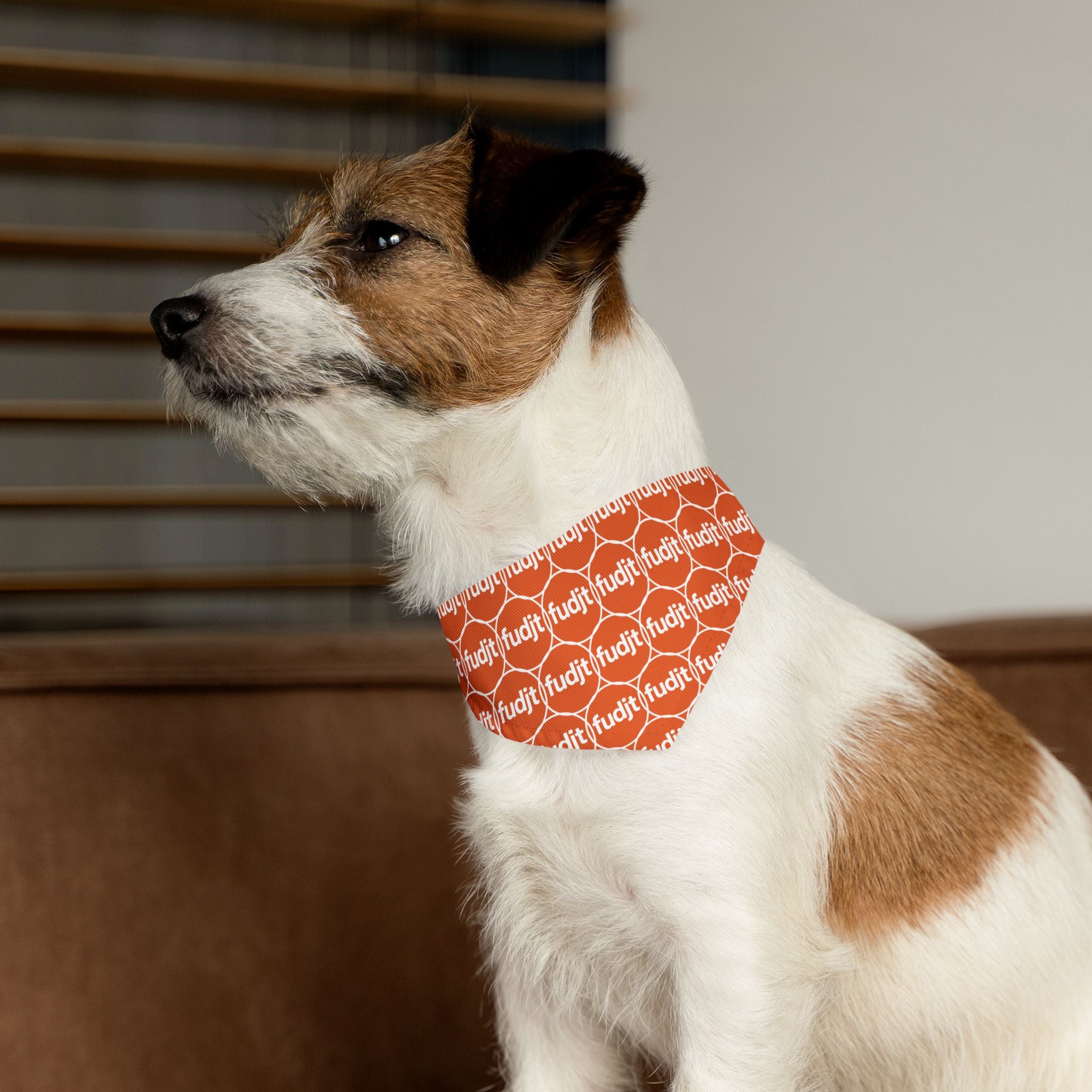 Orange fudjt Unbroken Chain 1.25  Bandana Collar for Dogs, Cats & More | 4 Sizes