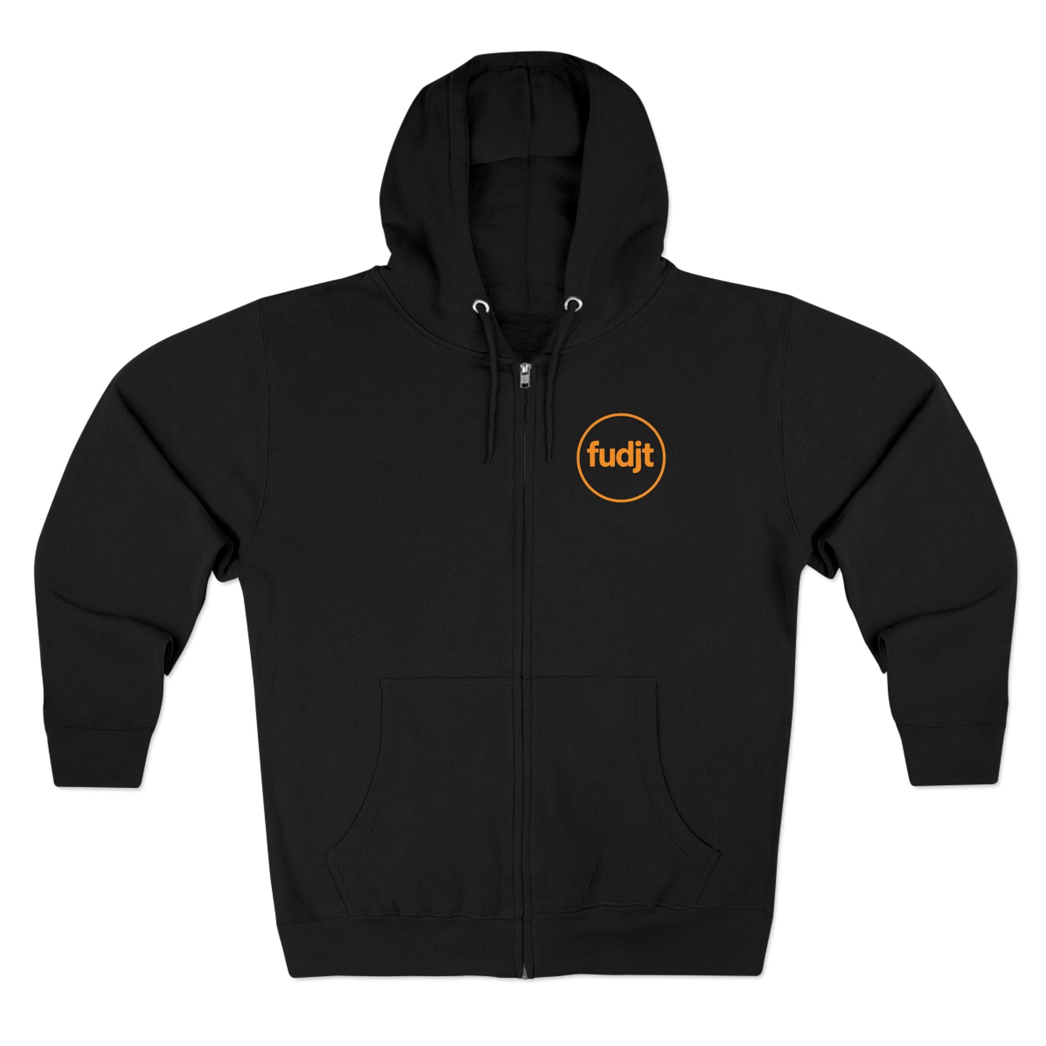 Orange fudjt Circle Zip Hoodie | Front & Back Graphic | 9 Colors