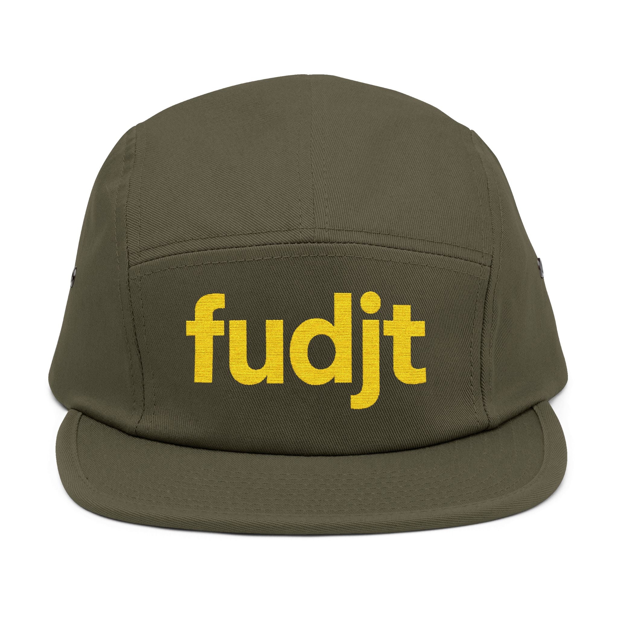 Embroidered 5 Panel Cap - Gold fudjt Logo - 7 Colors